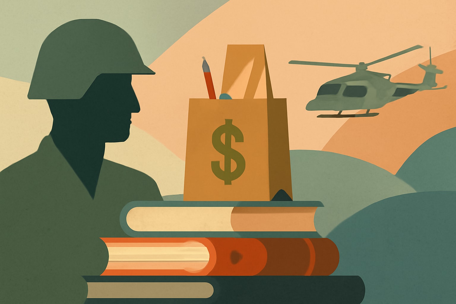 Editorial illustration for: Post-9/11 GI Bill Includes a $1,000 Annual Stipend for Books, Supplies