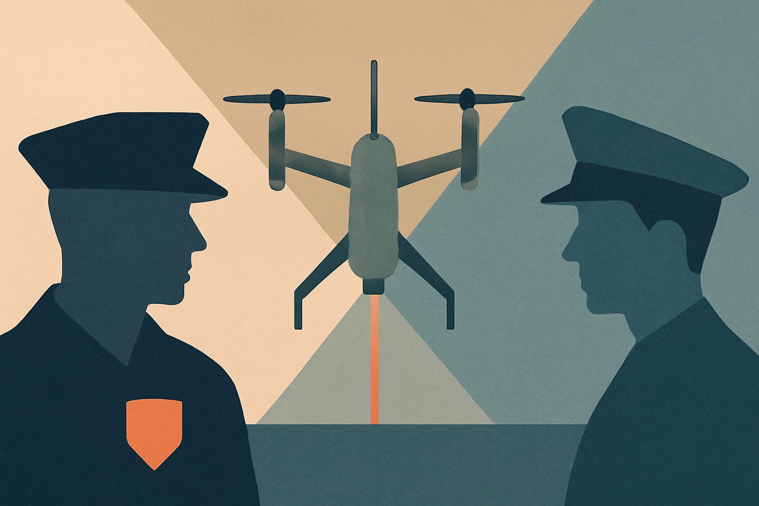 Editorial illustration for: Navy Invests in Shield AI's Vertical-Takeoff Drone; Air Force Remains Cautious