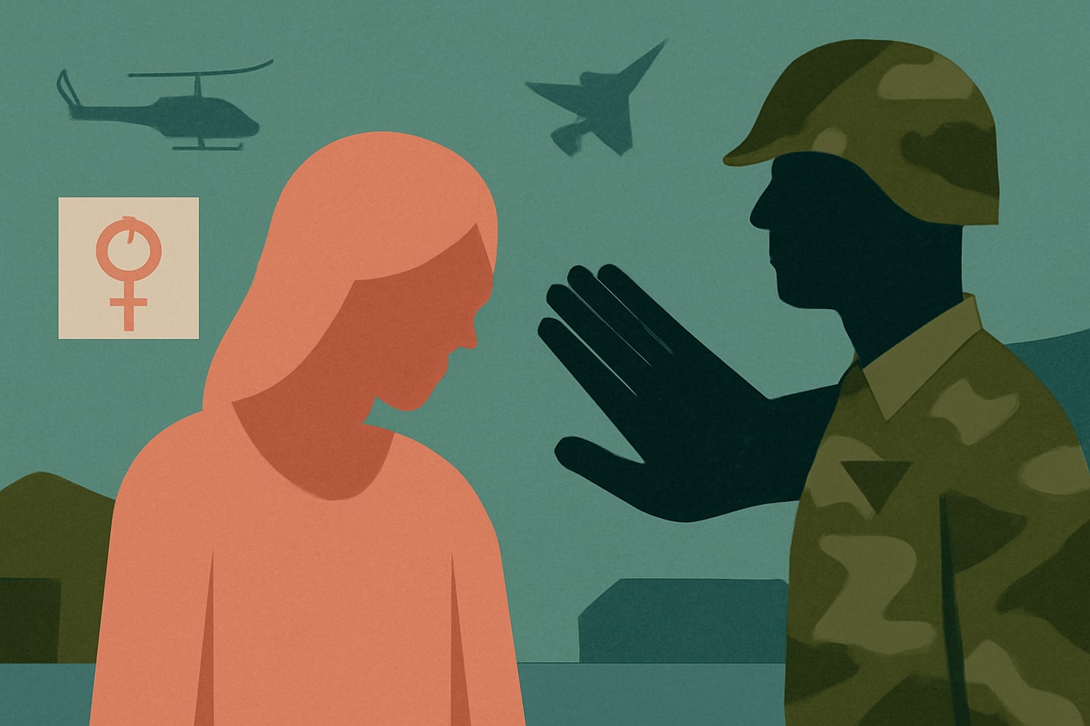 Editorial illustration for: Sexual Assault and Harassment Incidents in U.S. Military Continue to Decline