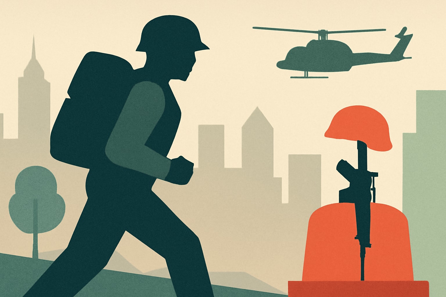 Editorial illustration for: NYC's Inaugural Ruck March to Honor Fallen Veterans
