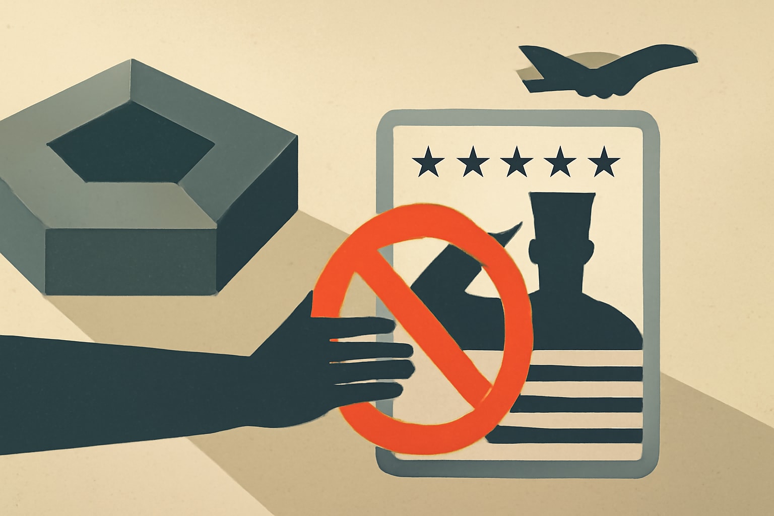 Editorial illustration for: Pentagon Dismisses Stars and Stripes Leadership Over Censorship Concerns