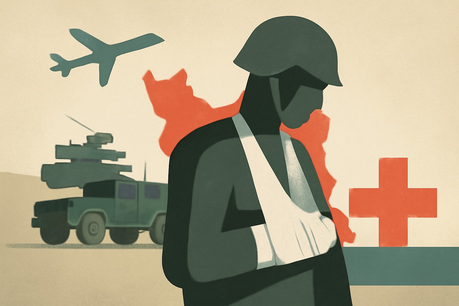 Editorial illustration for: Over 750 US Troops Wounded in Iran Conflict Since July