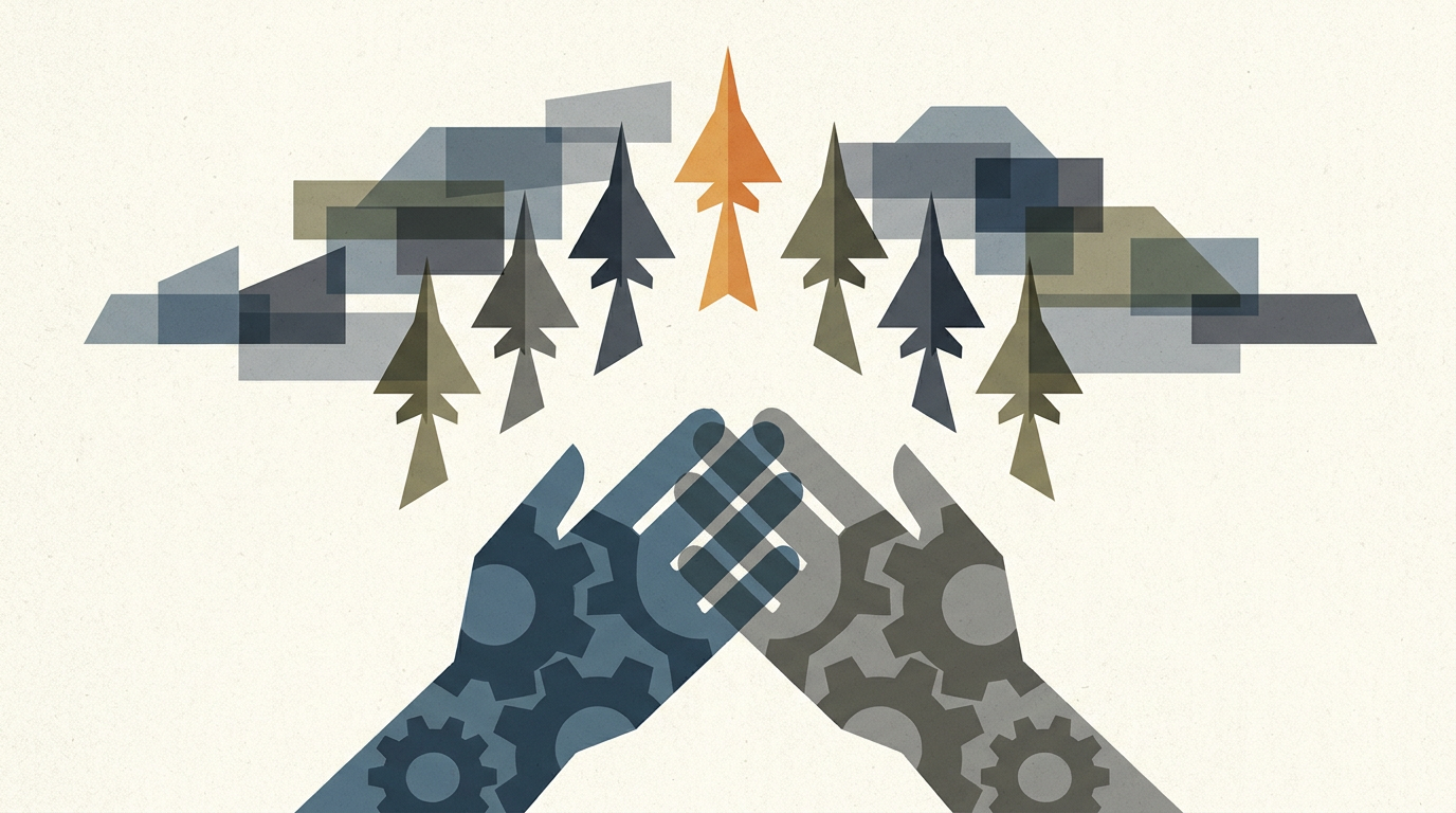 Editorial illustration for: New Bipartisan Bill Aims to Boost Air Force Fighter Jet Numbers