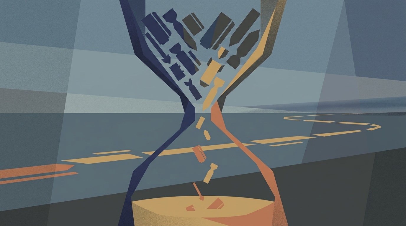 Editorial illustration for: U.S. Munitions Used Against Iran Will Take Years to Replace
