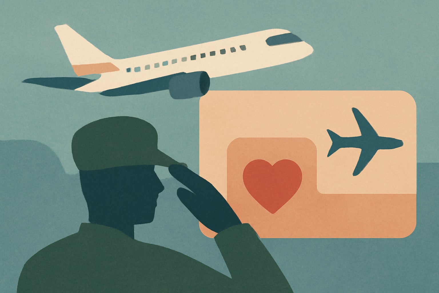 Editorial illustration for: American Airlines Launches 'Miles For Heroes' for Military Charities