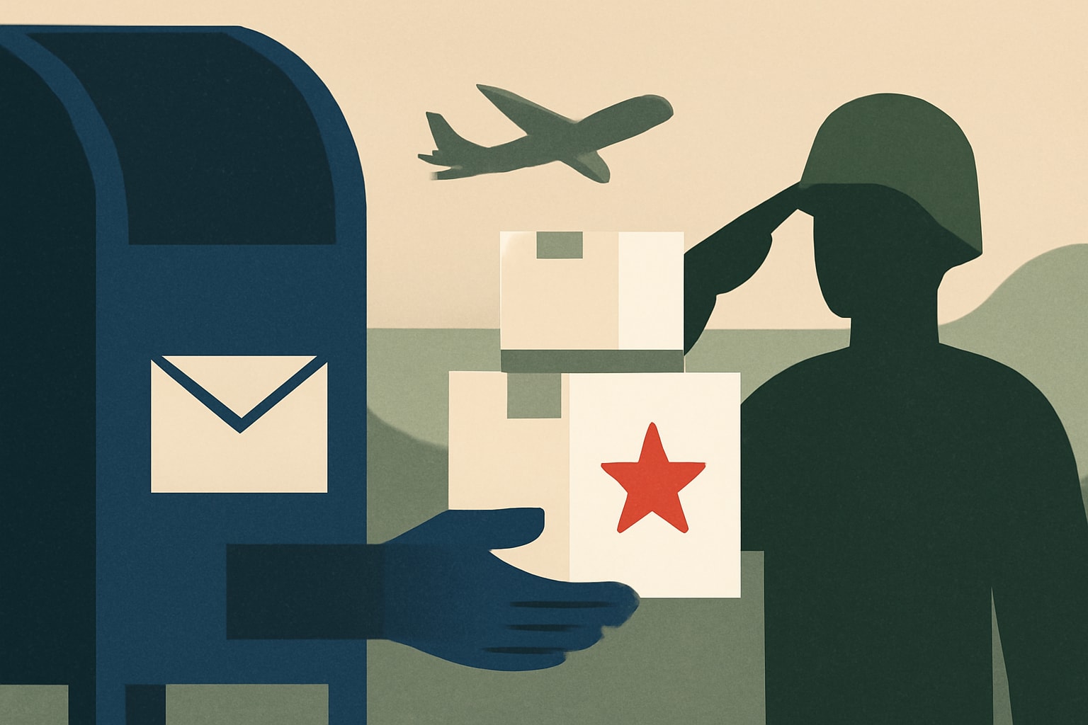 Editorial illustration for: USPS Offers Free Supplies for Shipping Military Care Packages