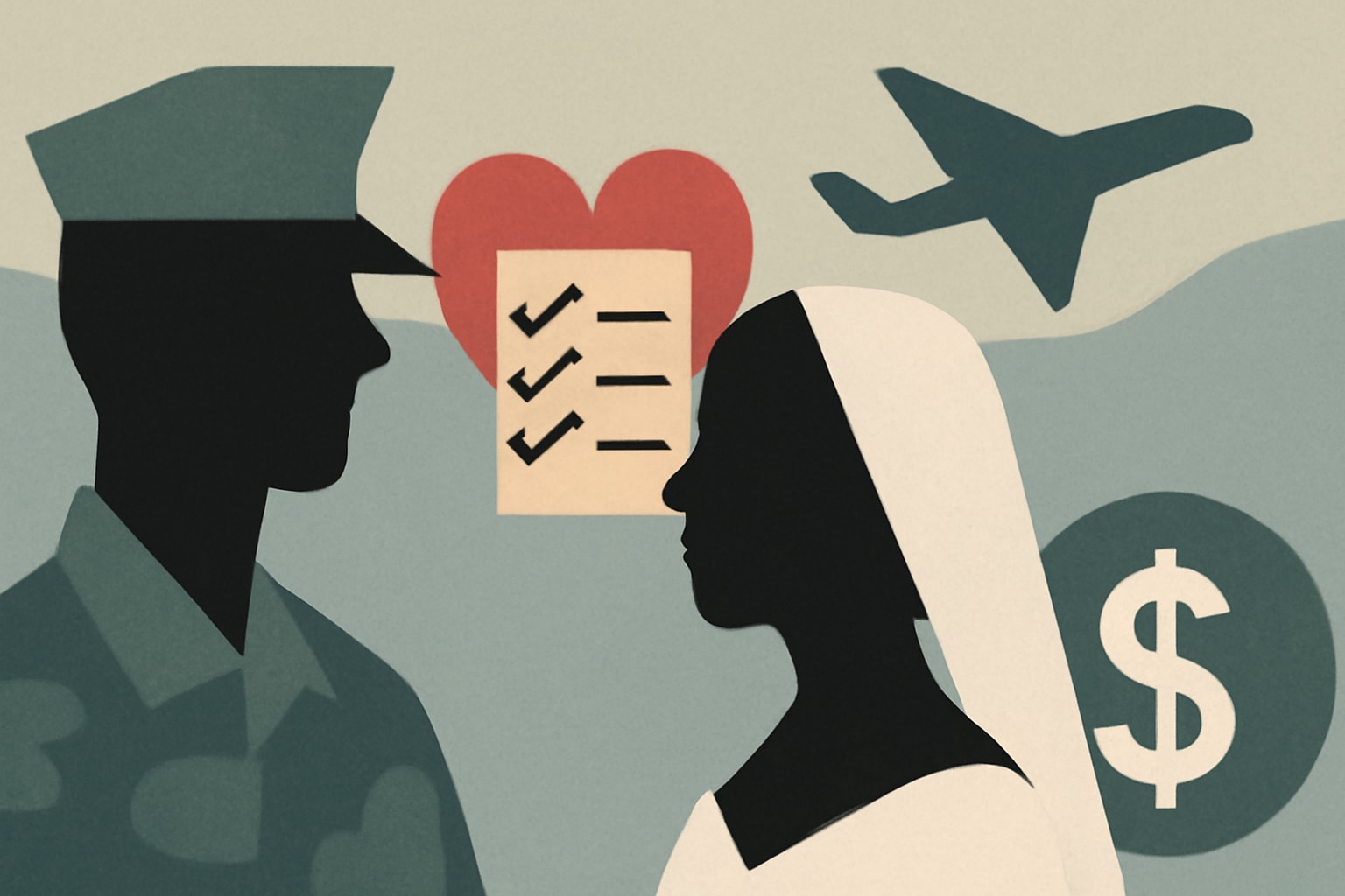 Editorial illustration for: Essential Financial Checklist for Newly Married Military Couples
