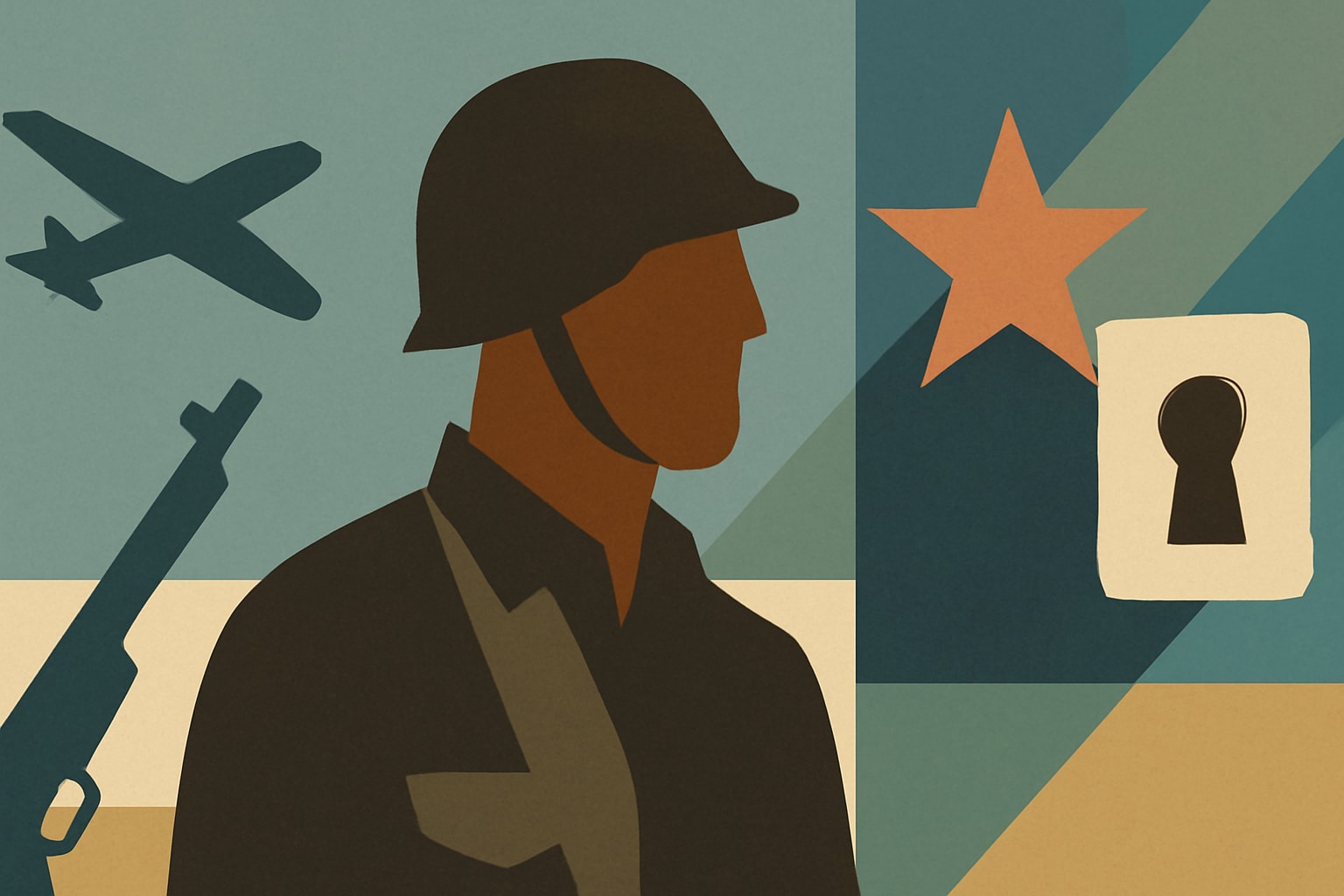 Editorial illustration for: Marine, Actor, Spy: 'Ortiz's War' Depicts Pursuits of WWII Commando