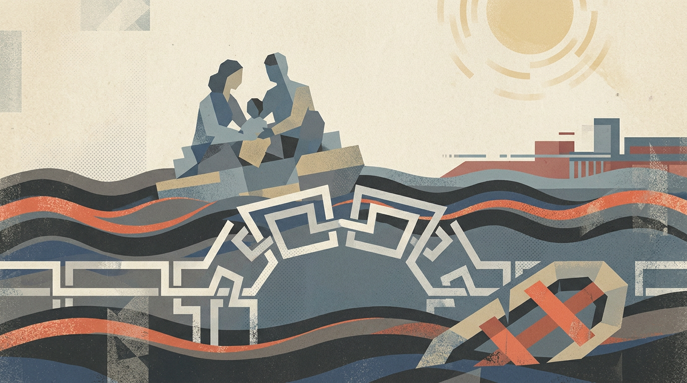 Editorial illustration for: Coast Guard Families Feel Forgotten Amid Government Shutdown