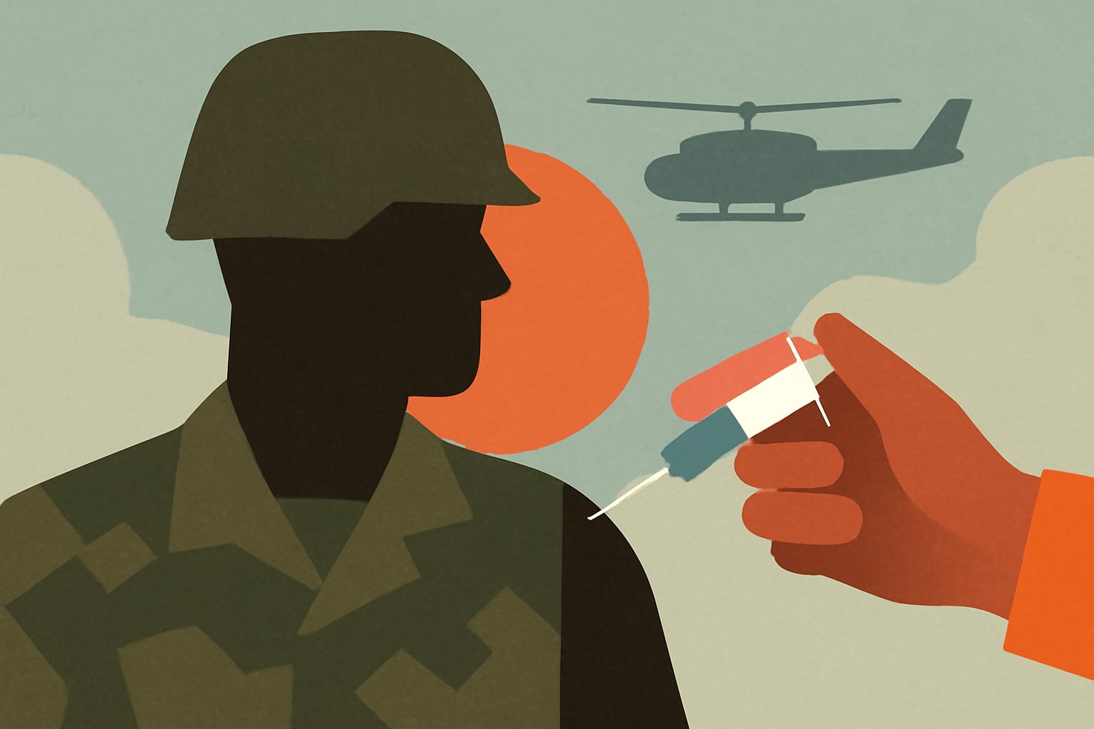 Editorial illustration for: Marine Corps Reinstates Flu Shot Mandate for Certain Troops