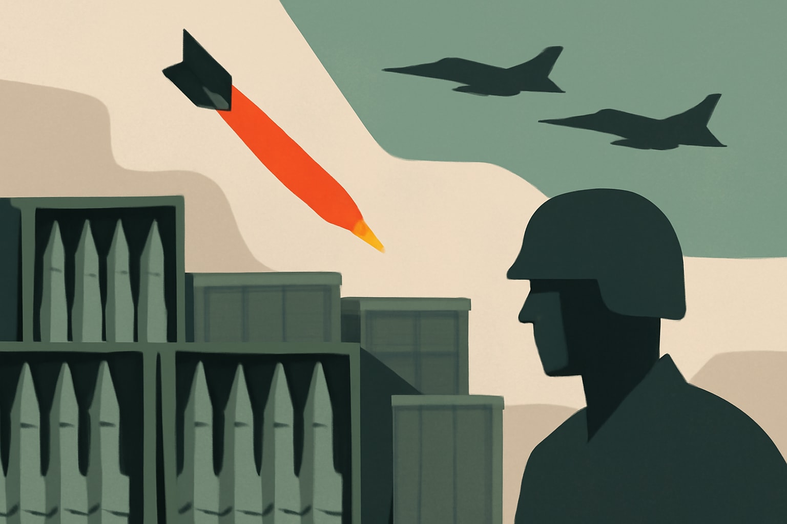 Editorial illustration for: US Missile Stockpiles Face 3-to-5-Year Rebuild After Iran Conflict