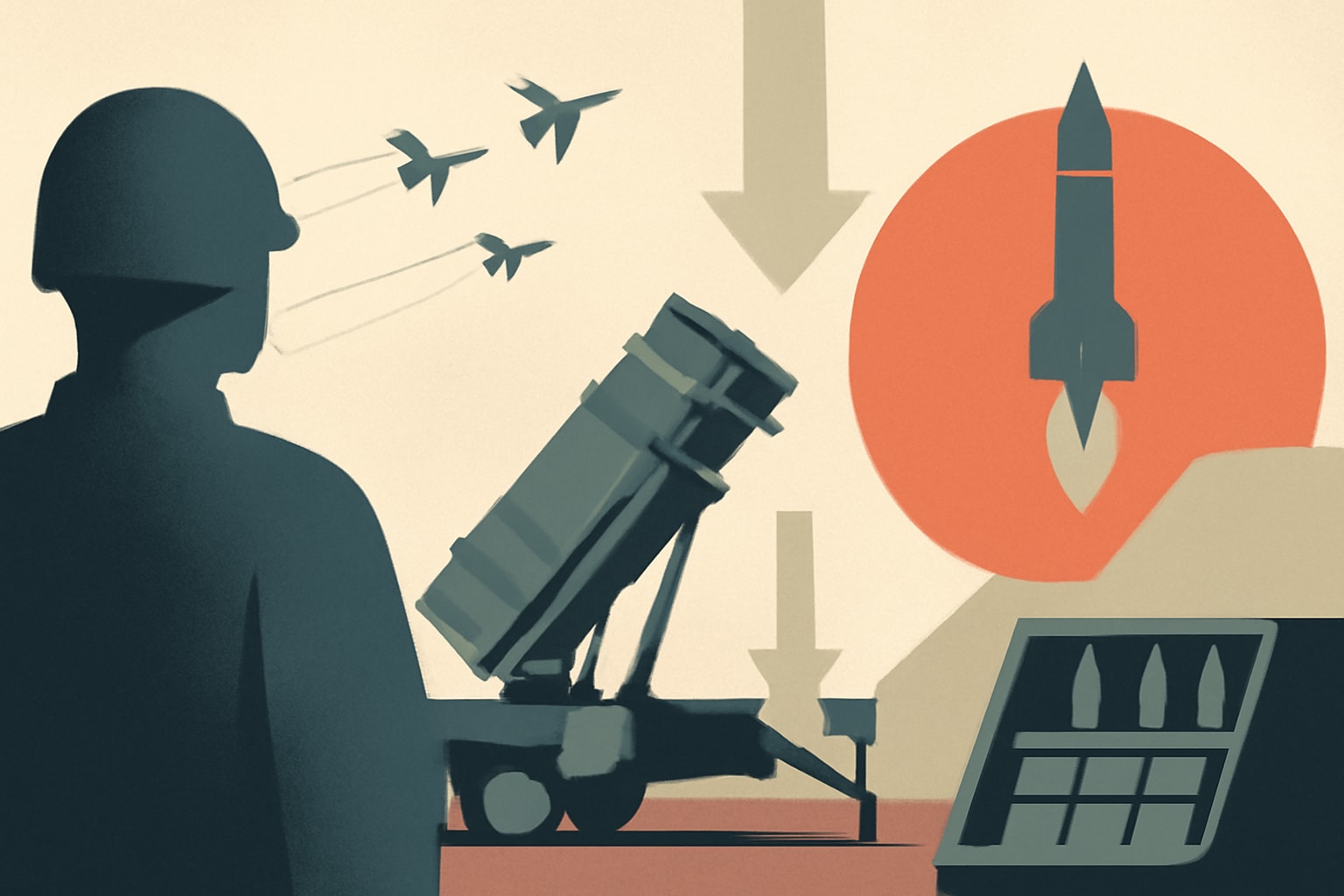 Editorial illustration for: US Patriot Missile Stocks in Europe Are ‘Beyond Critical’ Due to Iran War