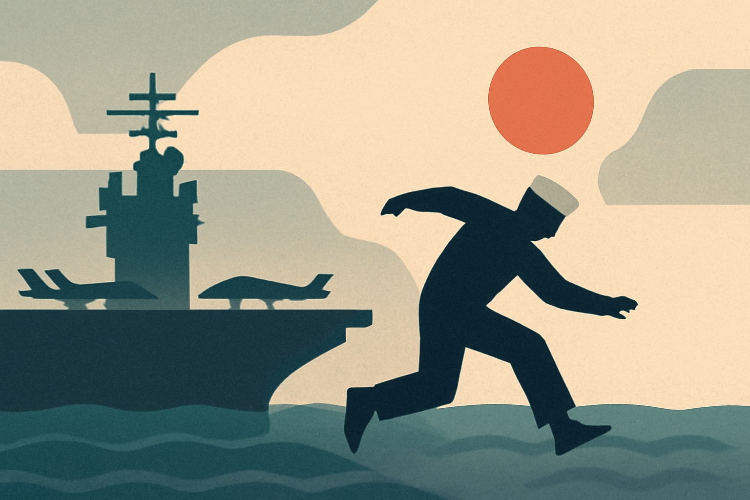 Editorial illustration for: Navy Sailor Faces Disciplinary Charges After Jumping Off USS Abraham Lincoln