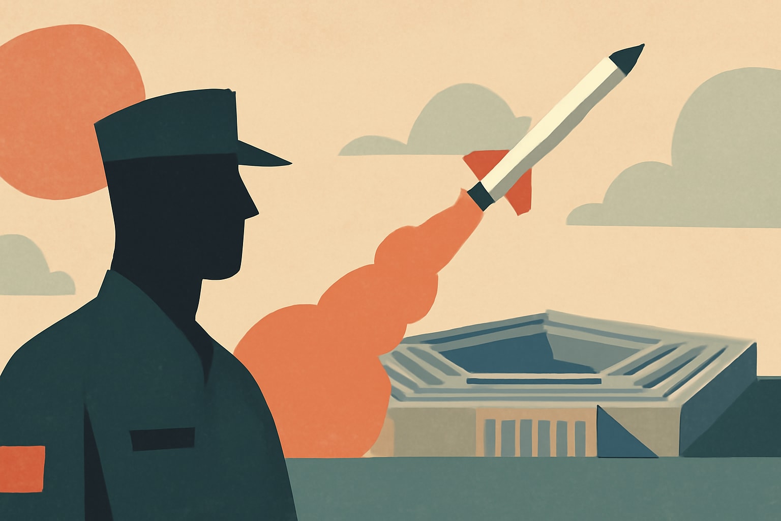 Editorial illustration for: Pentagon Awards Contract for Cheaper Anti-Ballistic Missiles