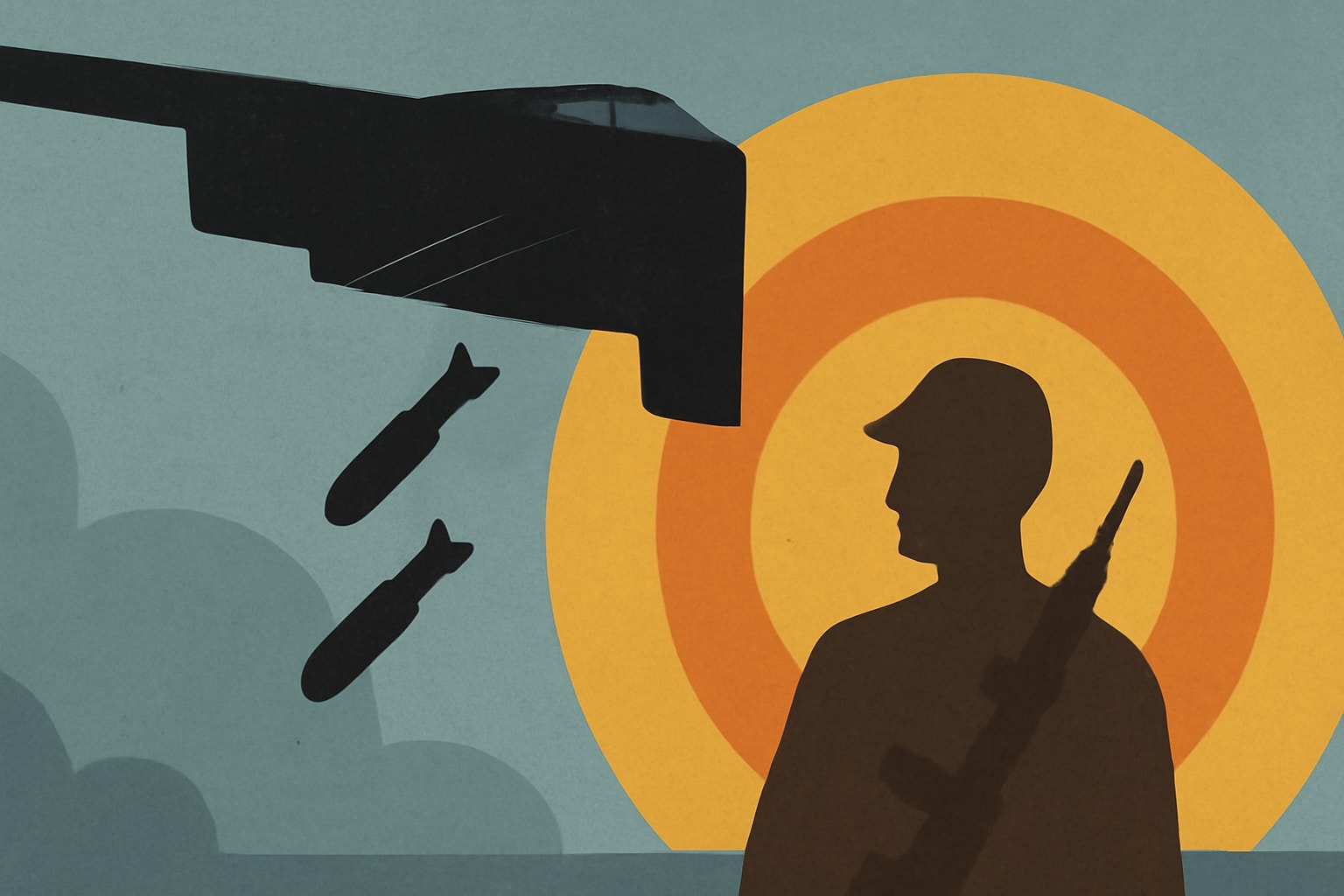 Editorial illustration for: B-2 Bombers Strike Iranian Revolutionary Guard in 36-Hour Mission