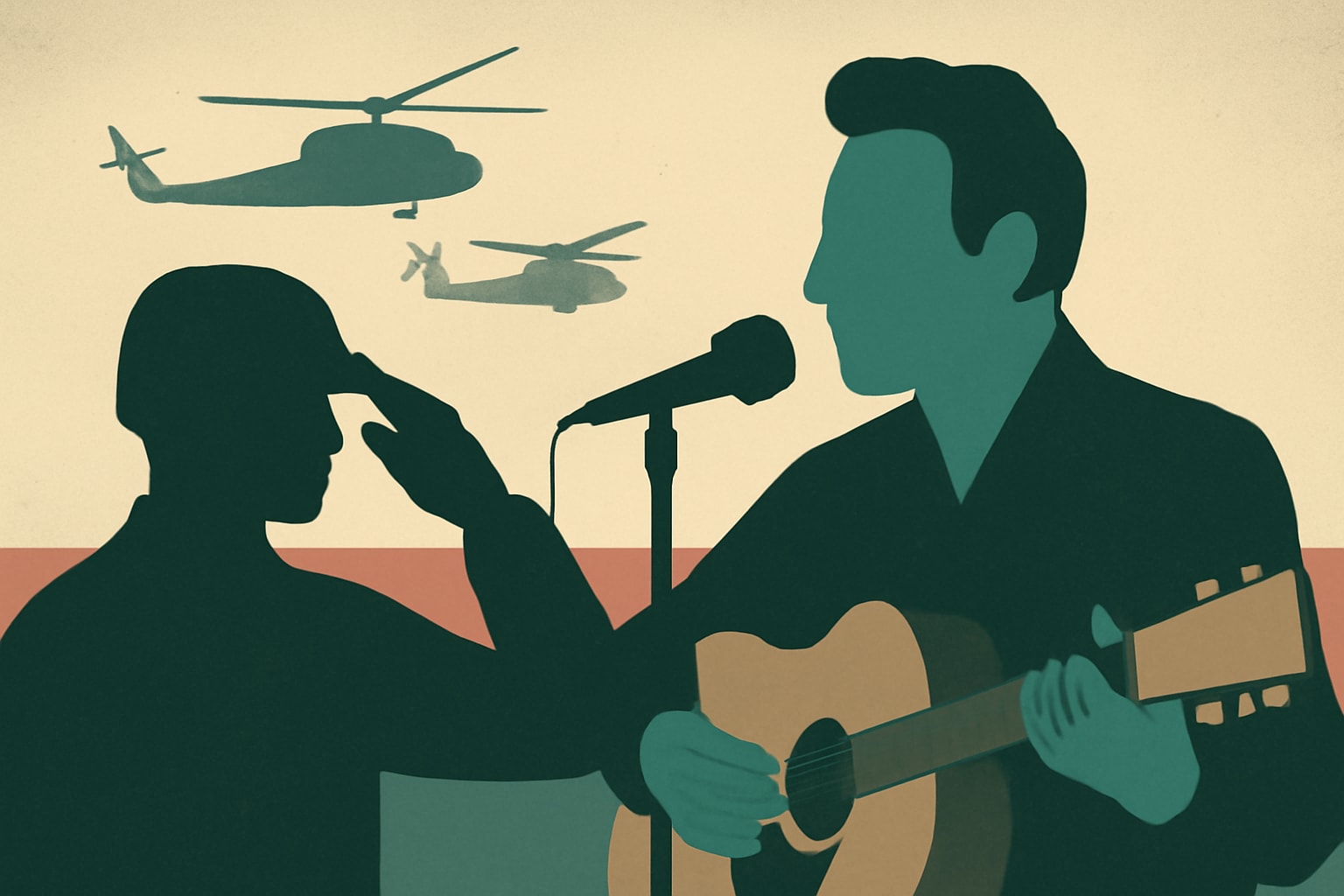 Editorial illustration for: Bruce Springsteen Returns to Stand Up for Heroes Veterans Benefit
