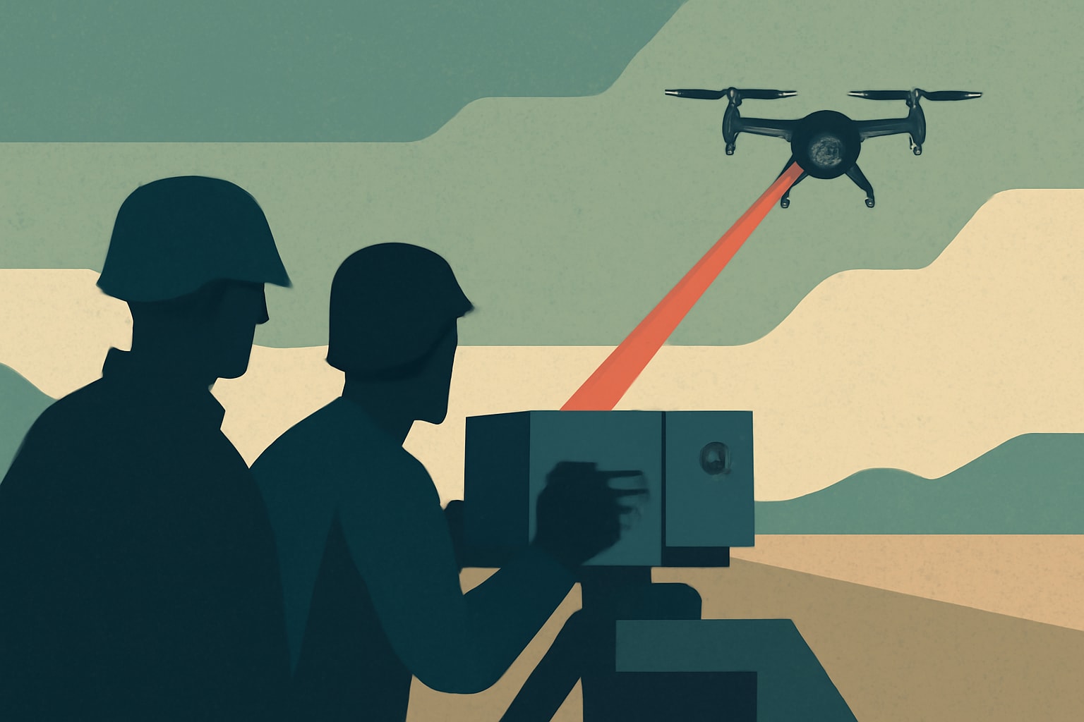 Editorial illustration for: Joint Task Force Engages Cartel-Linked Drones Using High-Energy Laser