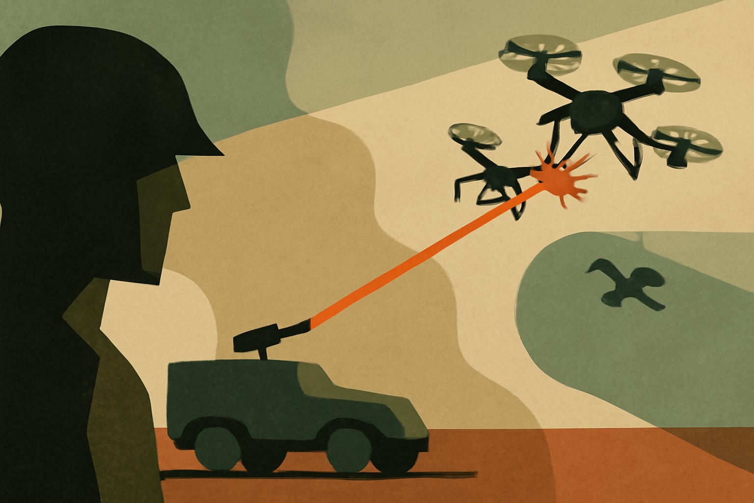 Editorial illustration for: US Military Uses Laser to Down Three Mexican Cartel Drones Near Border