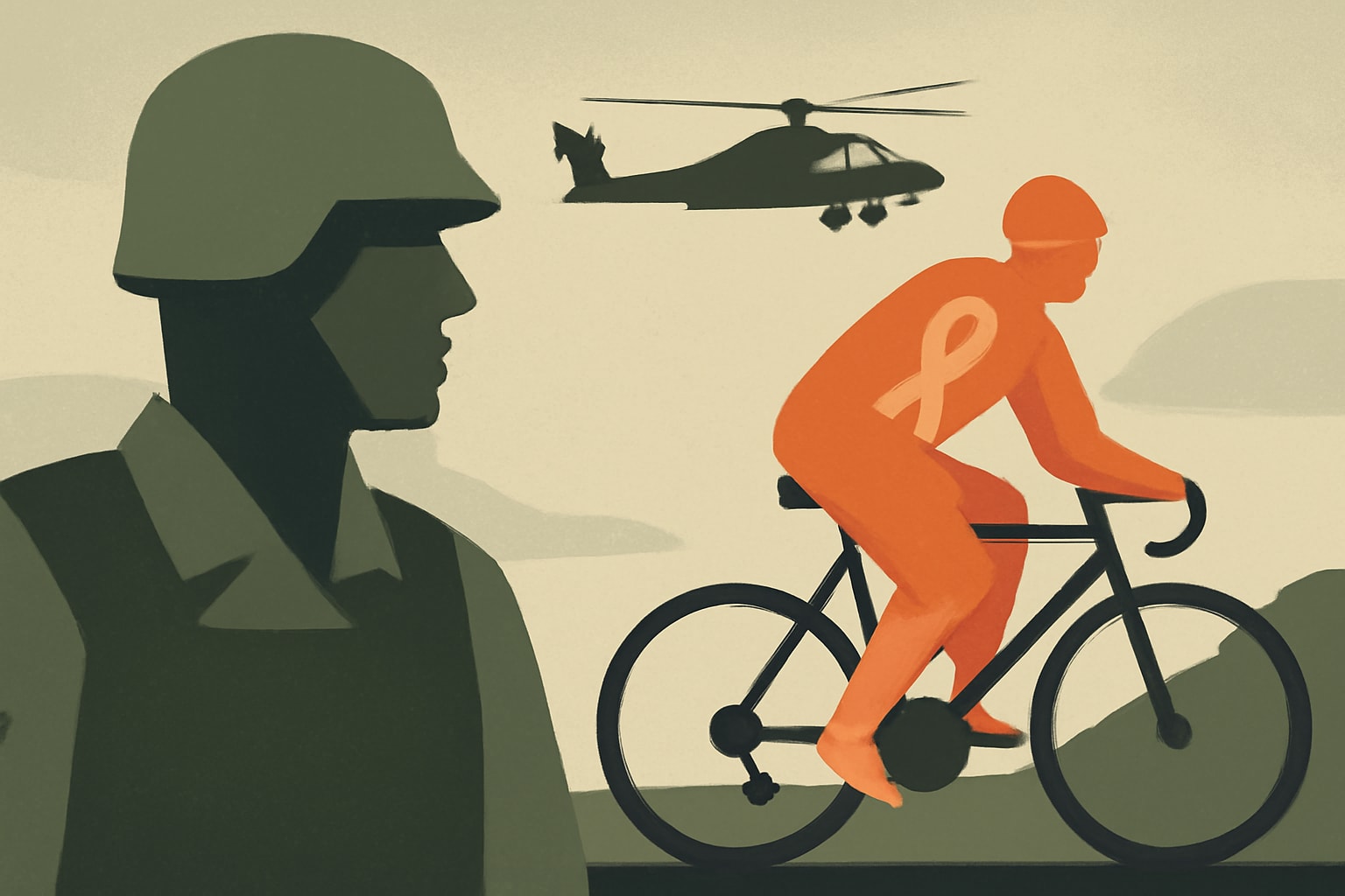 Editorial illustration for: Army Veteran, Cancer Survivor Biking 240 Miles to Raise $1M for Disease Research