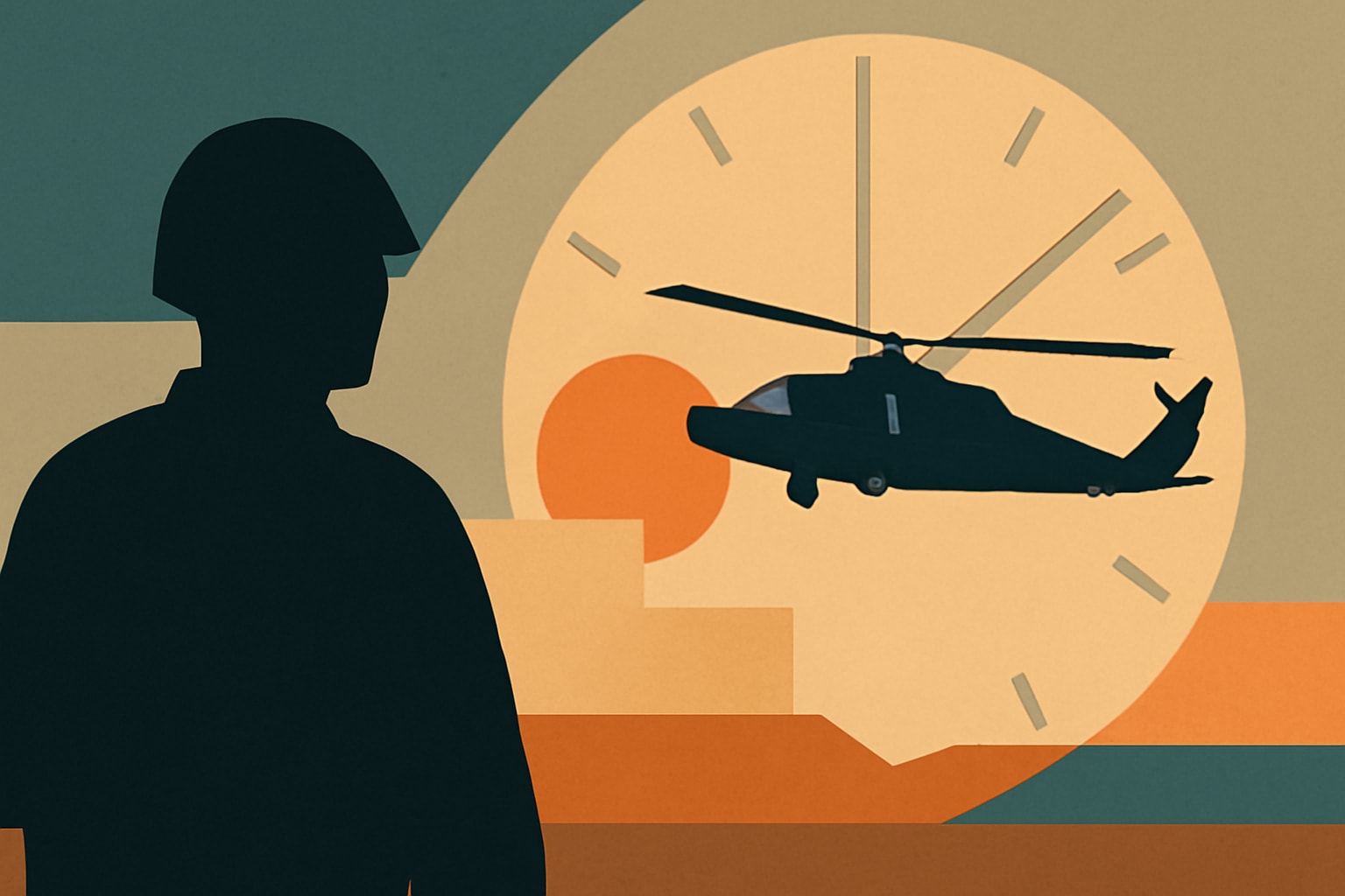 Editorial illustration for: Reflecting on the Final 24 Hours of the U.S. War in Afghanistan