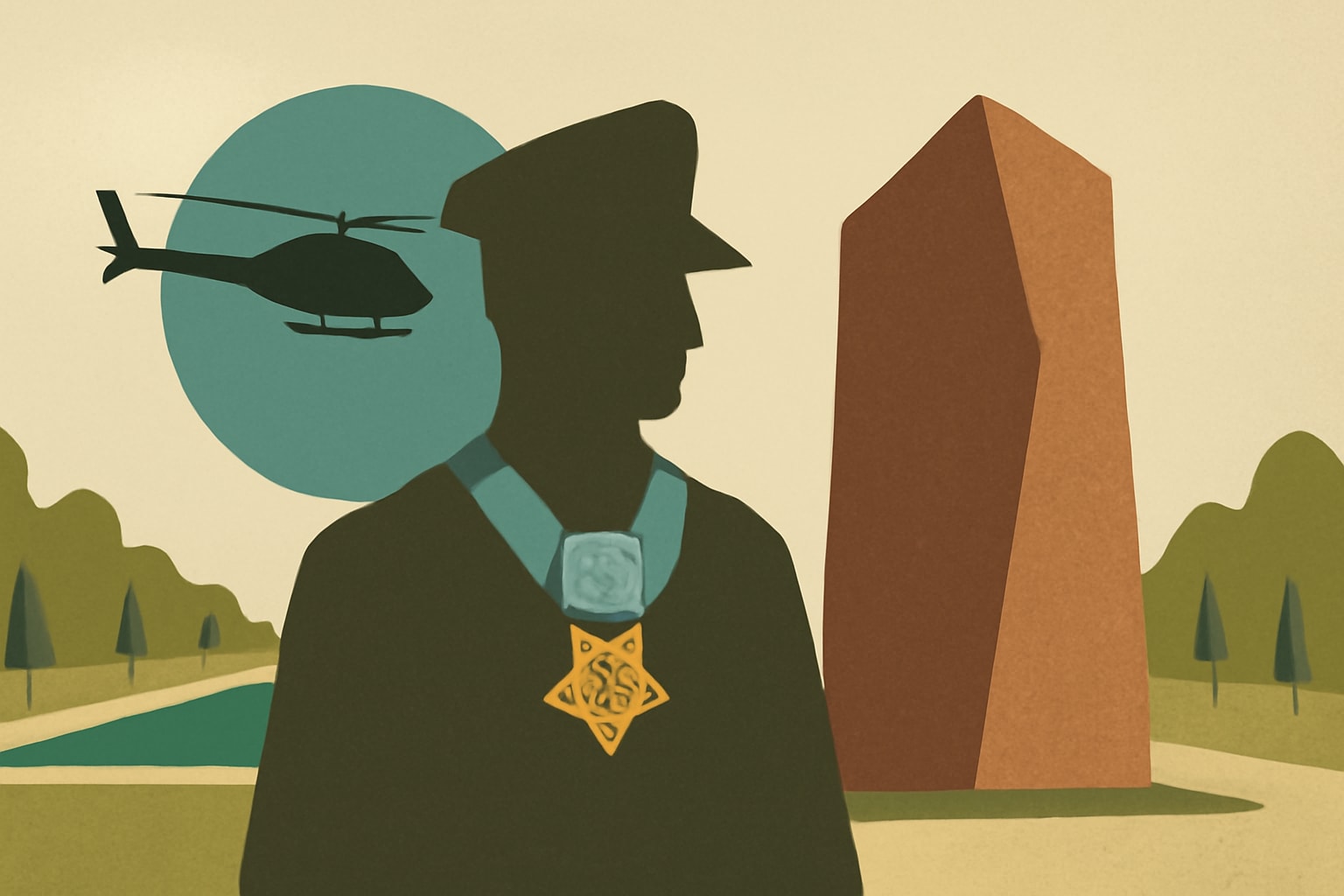 Editorial illustration for: New Monument on National Mall Honors Medal of Honor Recipient Woody Williams