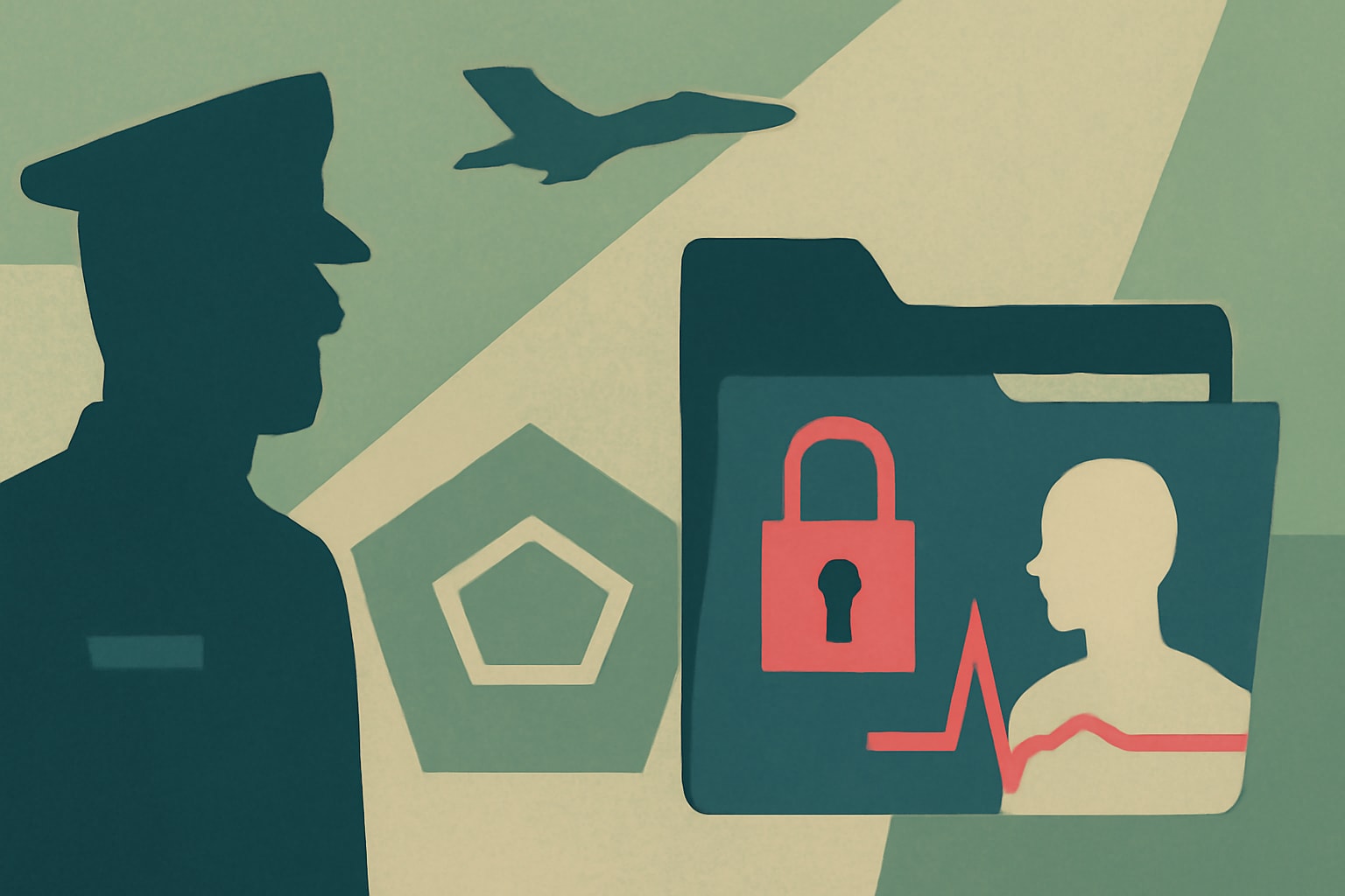 Editorial illustration for: Pentagon Fails to Secure Health Records of Top Officials, Audit Reveals
