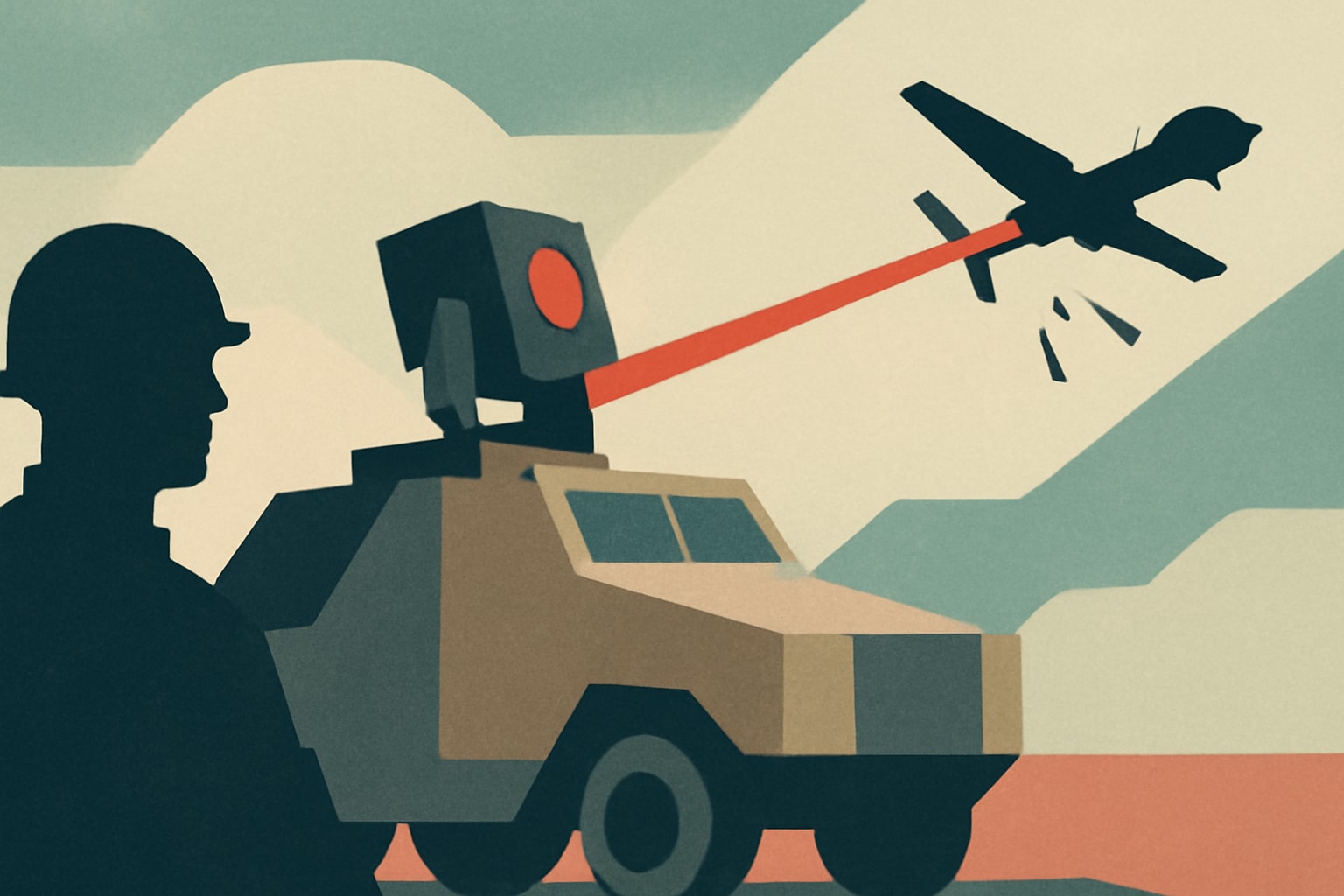 Editorial illustration for: Army to Spend $465 Million on Advanced Anti-Drone Laser Technology
