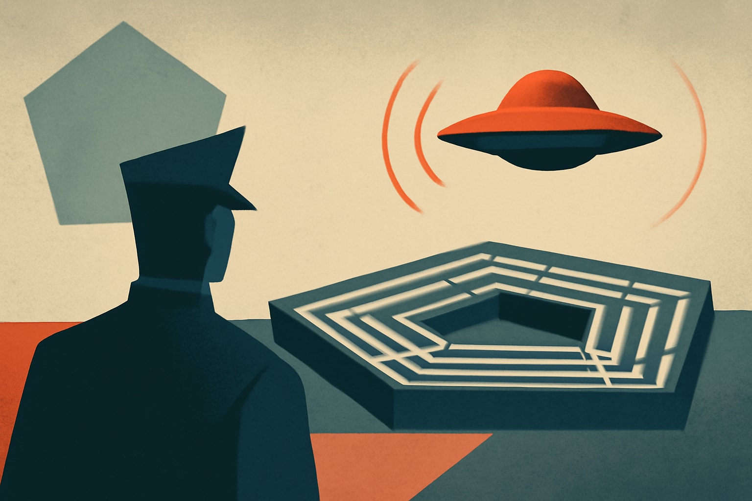 Editorial illustration for: Pentagon Seeks Access to Vast Private UFO Records Collection