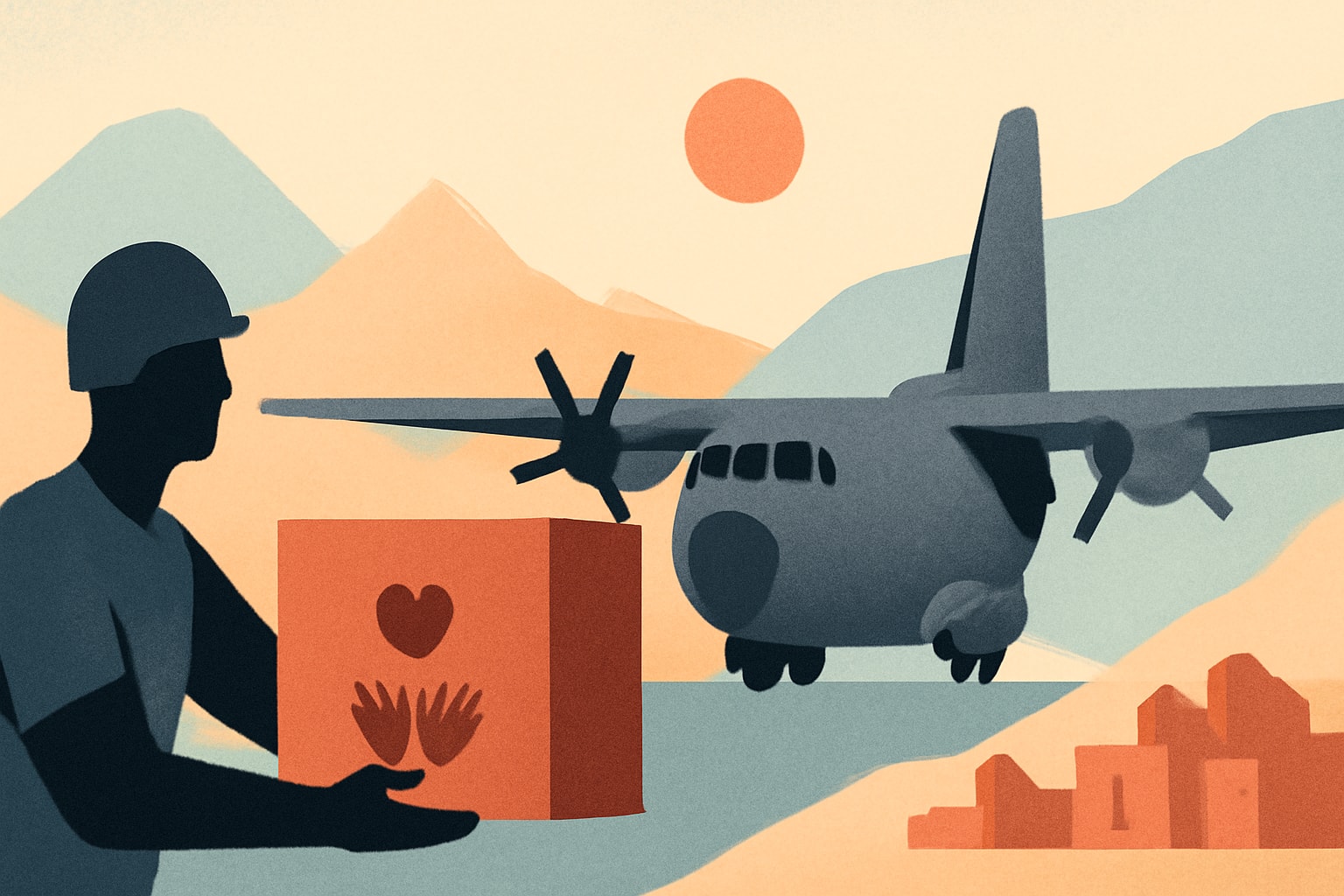 Editorial illustration for: U.S. Air Force Deploys C-130Js for Humanitarian Relief in Nepal