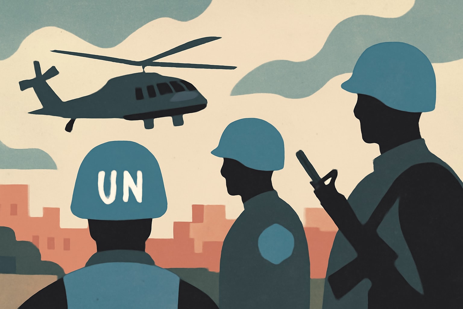 Editorial illustration for: Three Decades After Black Hawk Down: UN Troops in Mogadishu