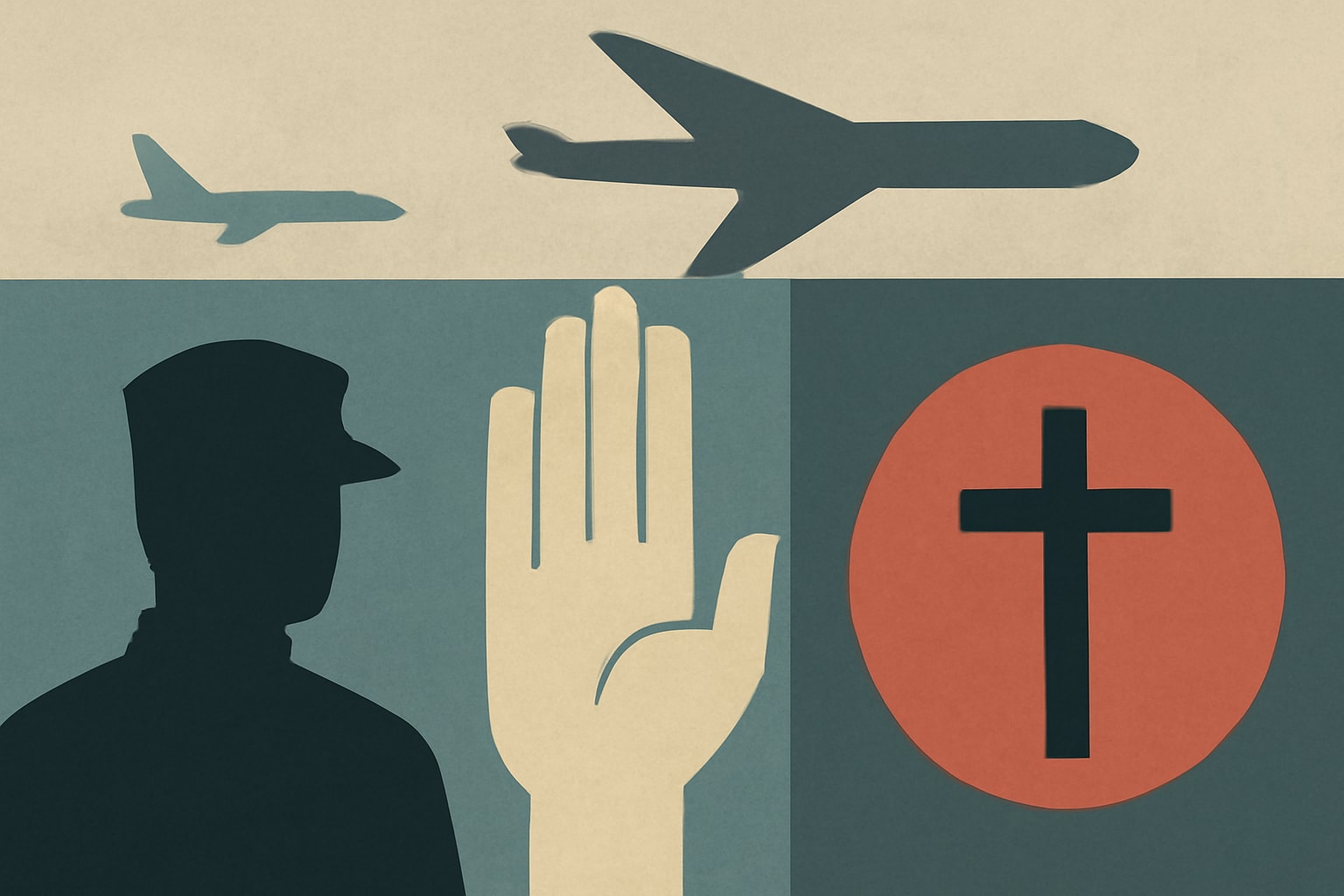 Editorial illustration for: Kirtland AFB Ceases Religious Greetings After Complaints from Airmen