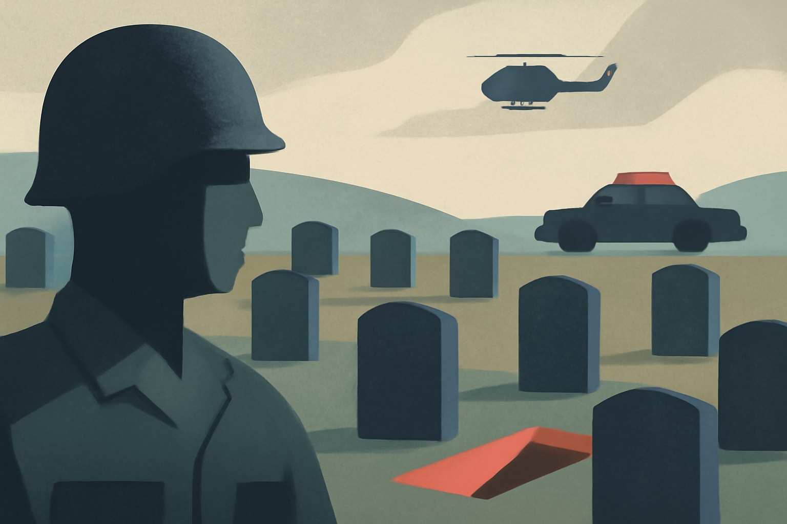 Editorial illustration for: 27 Veterans' Grave Markers Stolen in Kentucky, Suspect Arrested