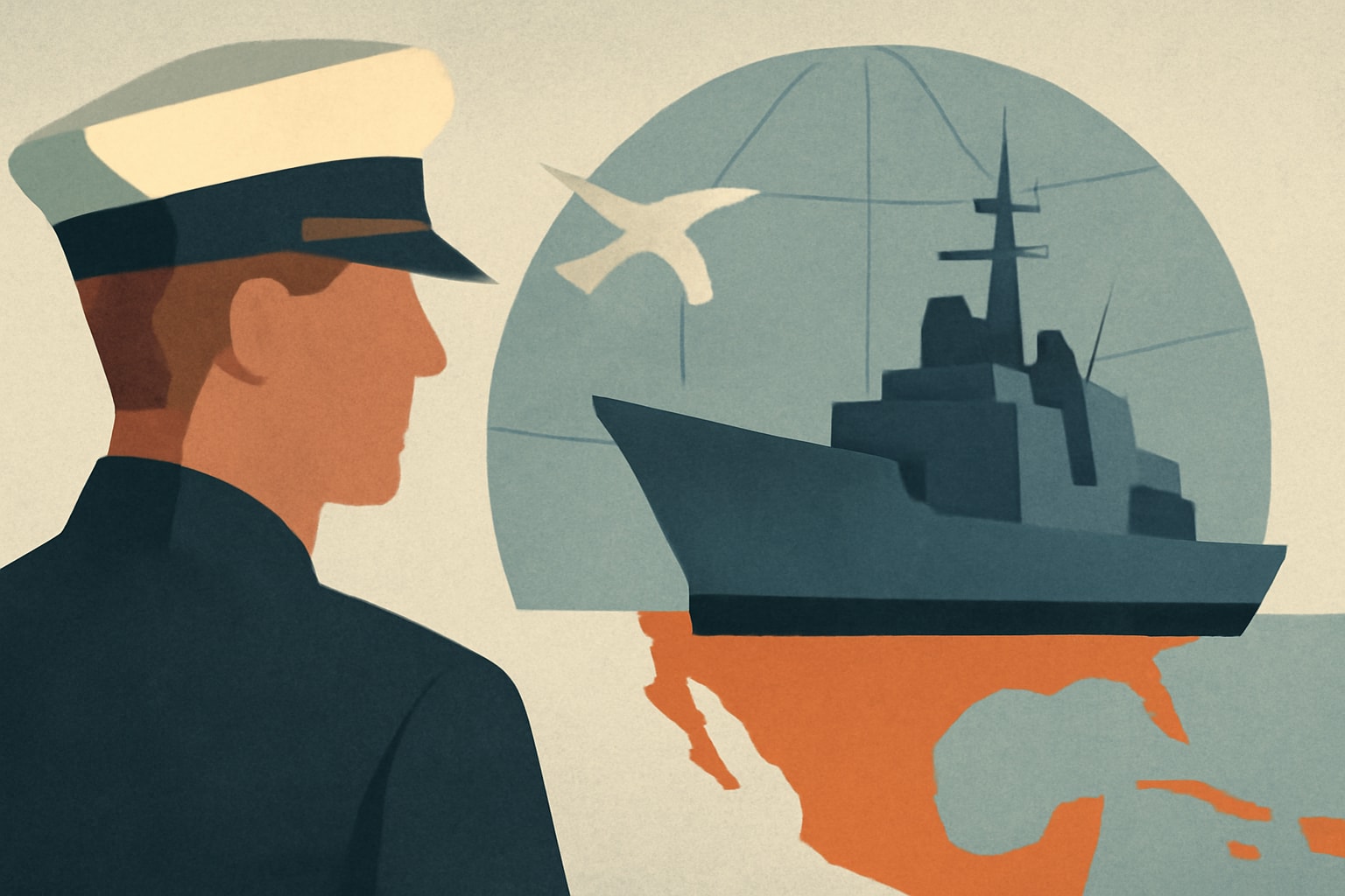 Editorial illustration for: Navy Studies Feasibility of Building Ships Outside the U.S.