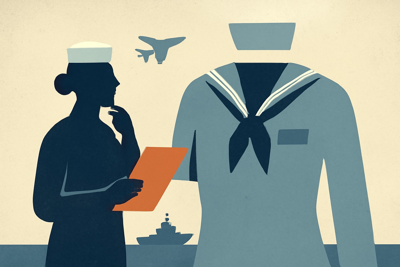 Editorial illustration for: Navy Collaborates with Female Sailors to Modernize Uniforms