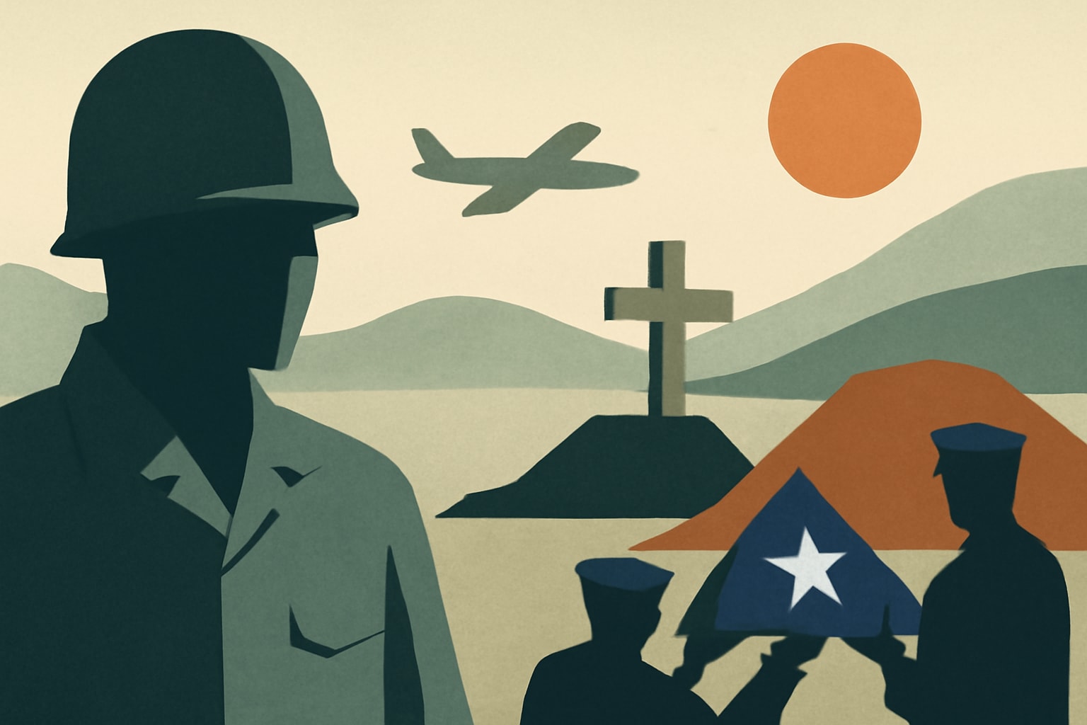 Editorial illustration for: Korean War Soldier Missing Since 1950 Buried With Honors in New Mexico