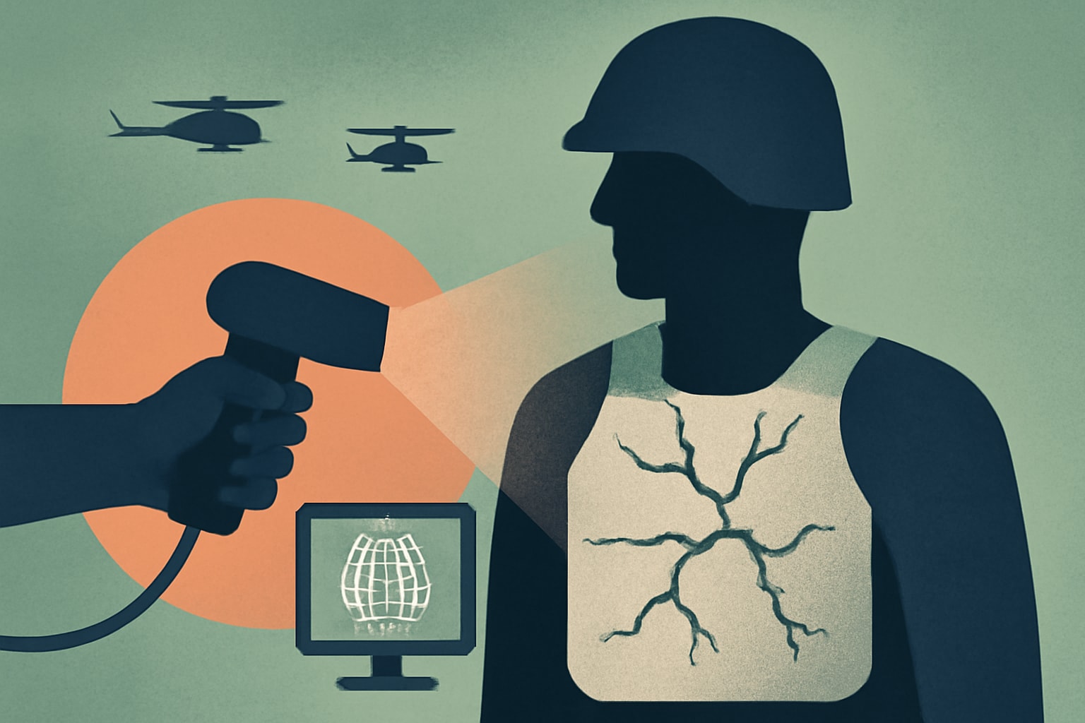 Editorial illustration for: Marine Corps Plans to Use 3D Scanners to Detect Cracked Body Armor