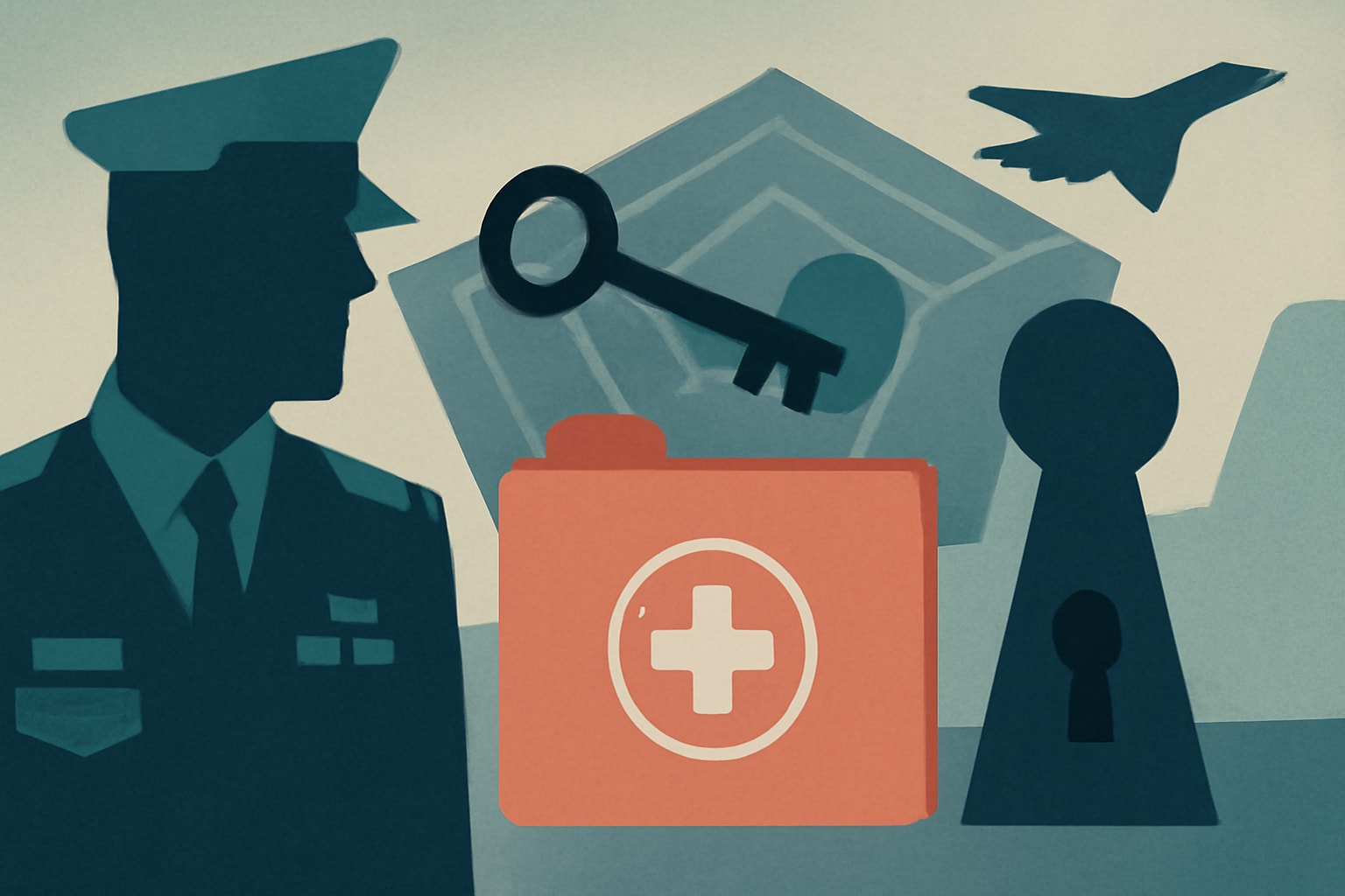 Editorial illustration for: Pentagon Fails to Secure Health Records of Top Officials, Audit Reveals