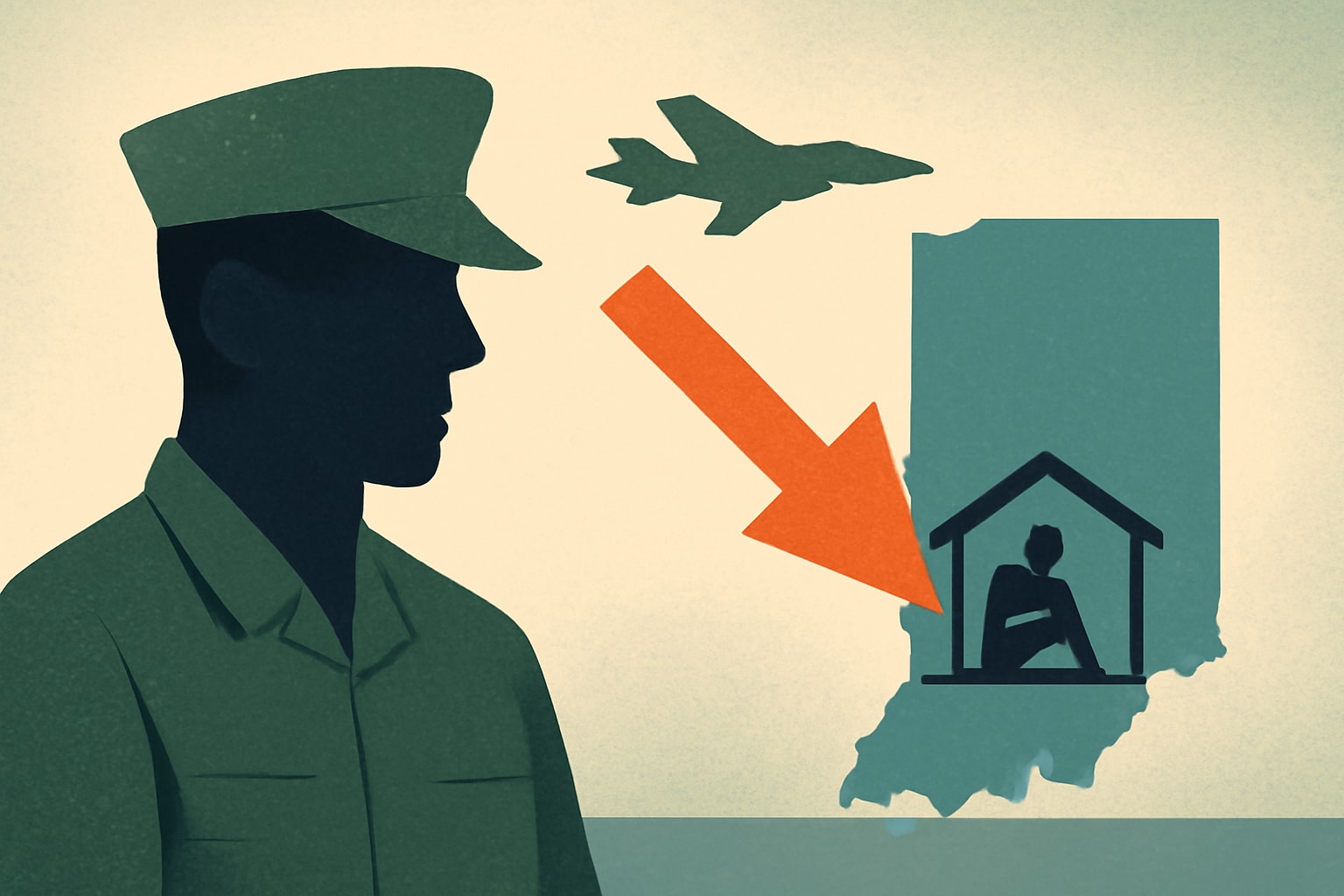 Editorial illustration for: Indiana Veteran Homelessness Drops 18.7% in 2025