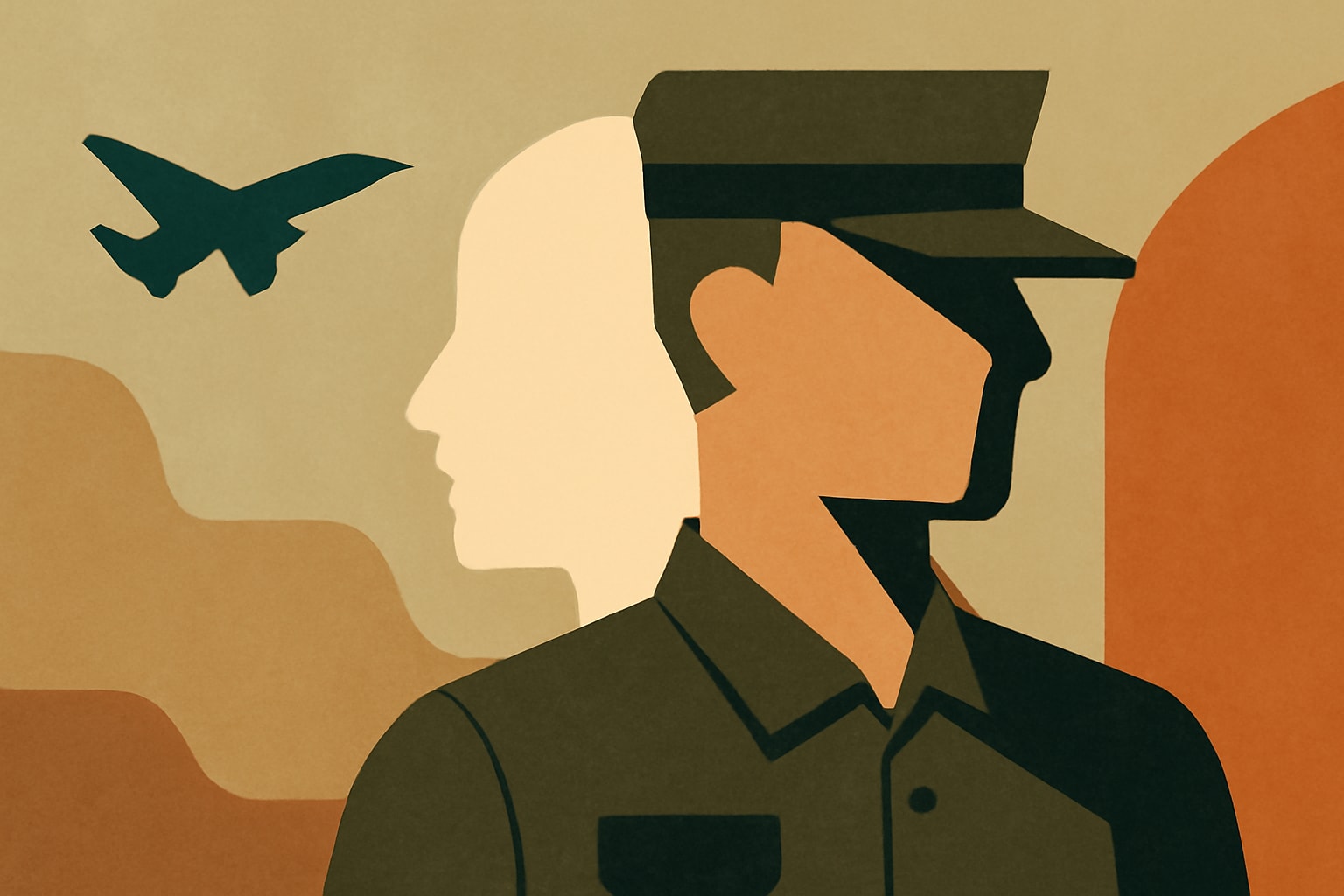 Editorial illustration for: America Needs to Acknowledge the Human Behind the Uniform