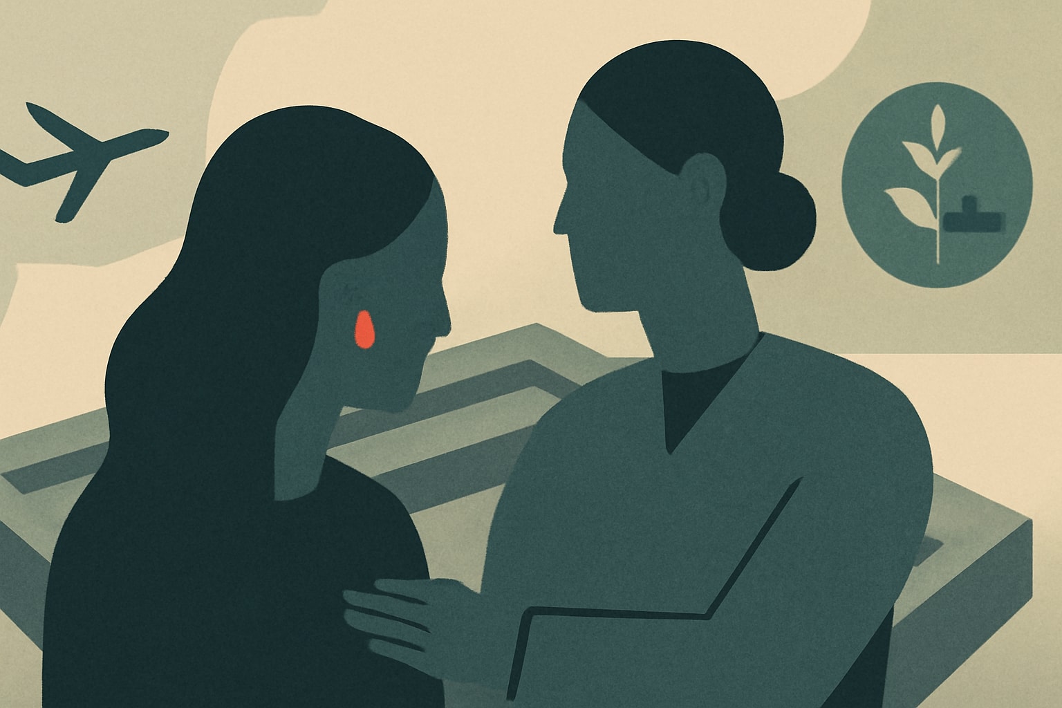 Editorial illustration for: 9/11 Pentagon Widows Help Military Families Through Grief