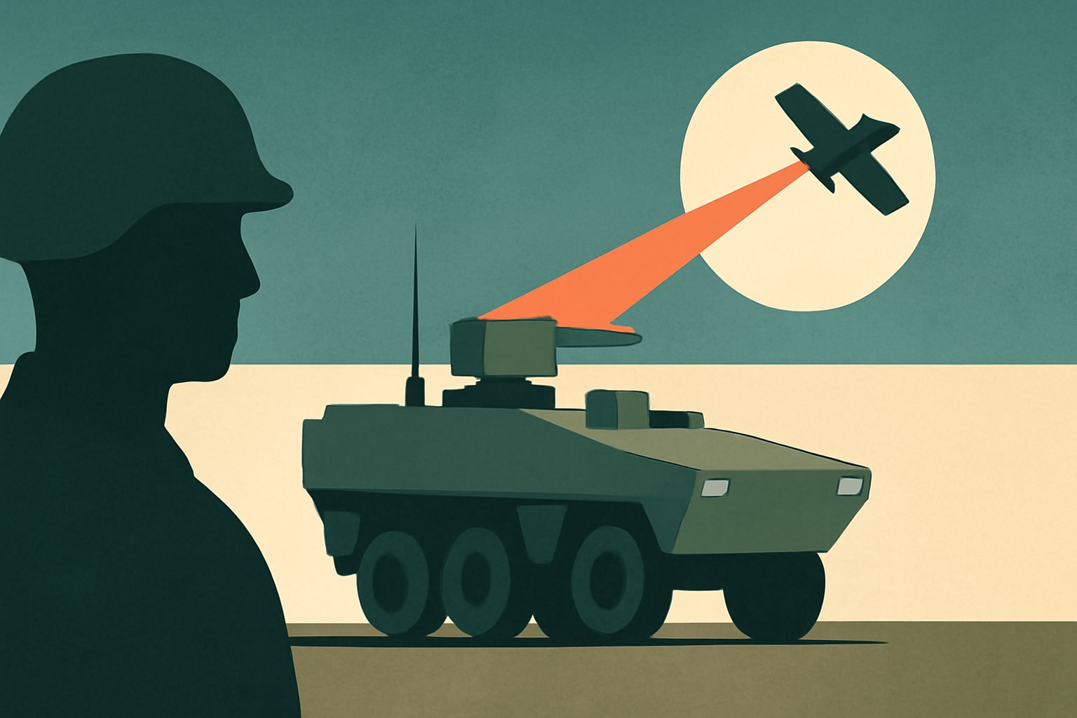 Editorial illustration for: Hanwha to Develop Armored Vehicle with Counter-Drone Laser Technology