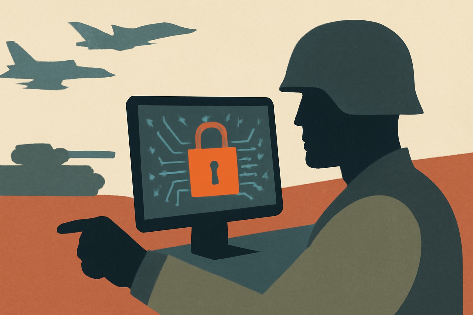 Editorial illustration for: Cybersecurity: A Critical Component of Military Combat Effectiveness