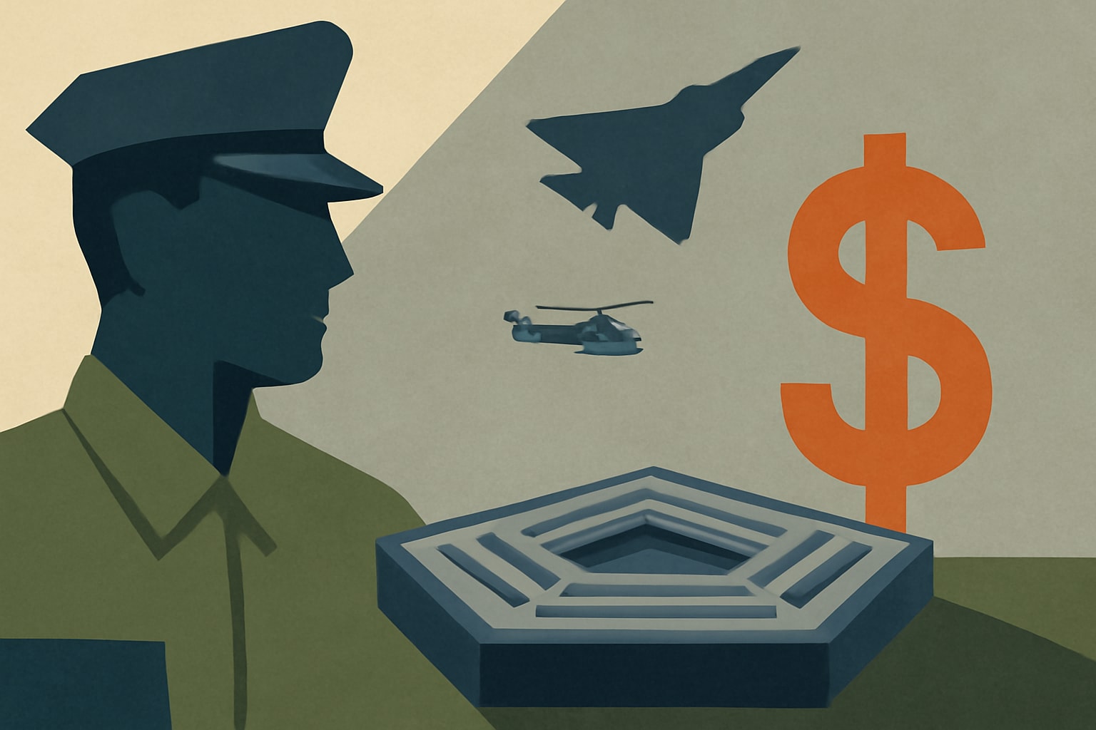 Editorial illustration for: Pentagon Partners with Venture Studio to Pilot Shared Savings Contract Model