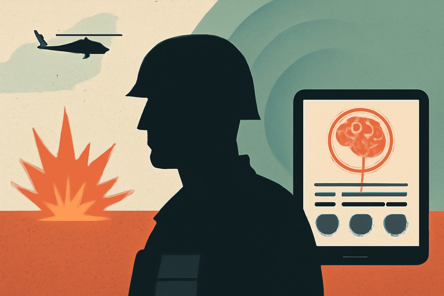 Editorial illustration for: Pentagon Enhances Data Collection on Blast Exposure Effects