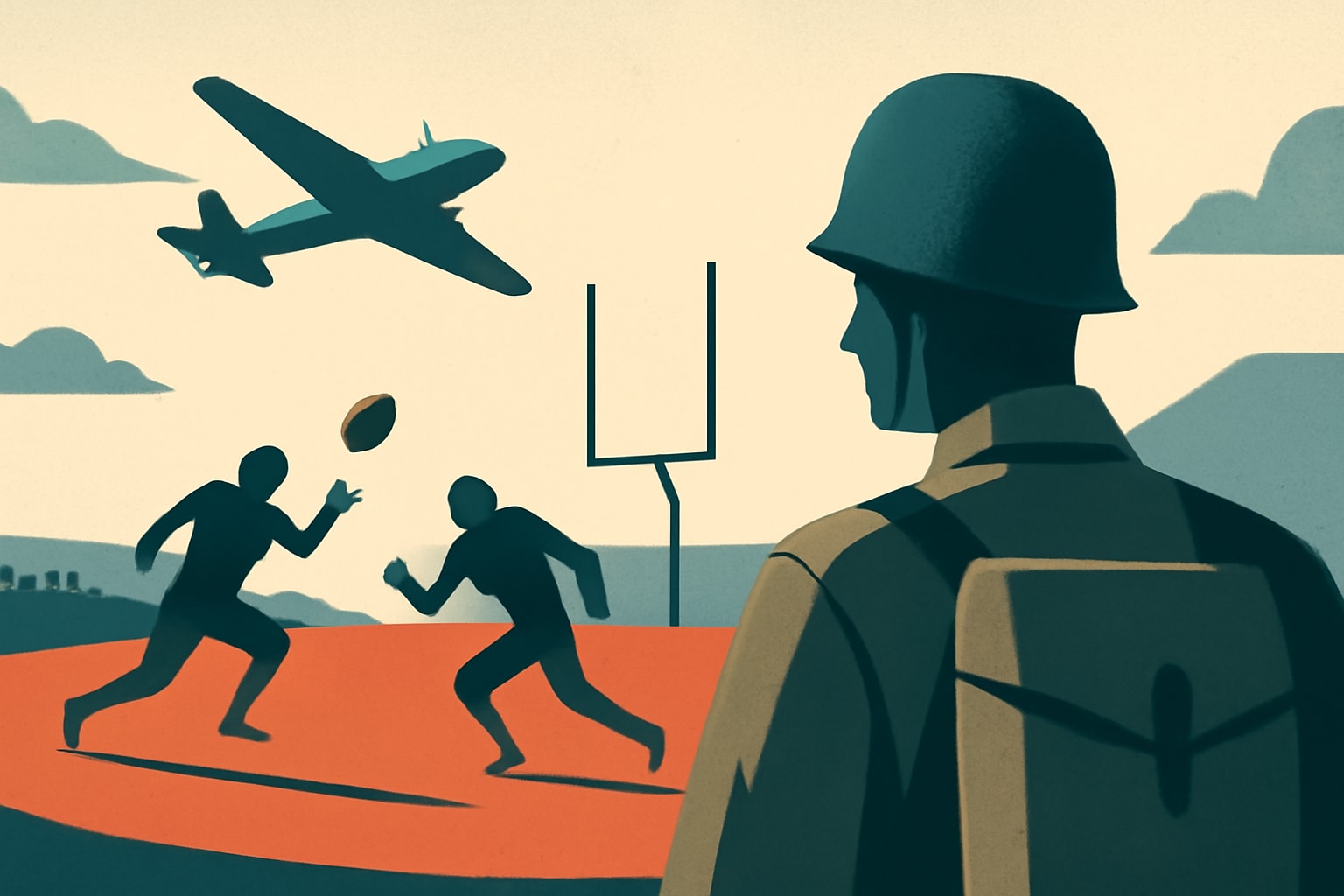 Editorial illustration for: Netflix's 'The Mosquito Bowl' Brings WWII's Legendary Game to Life