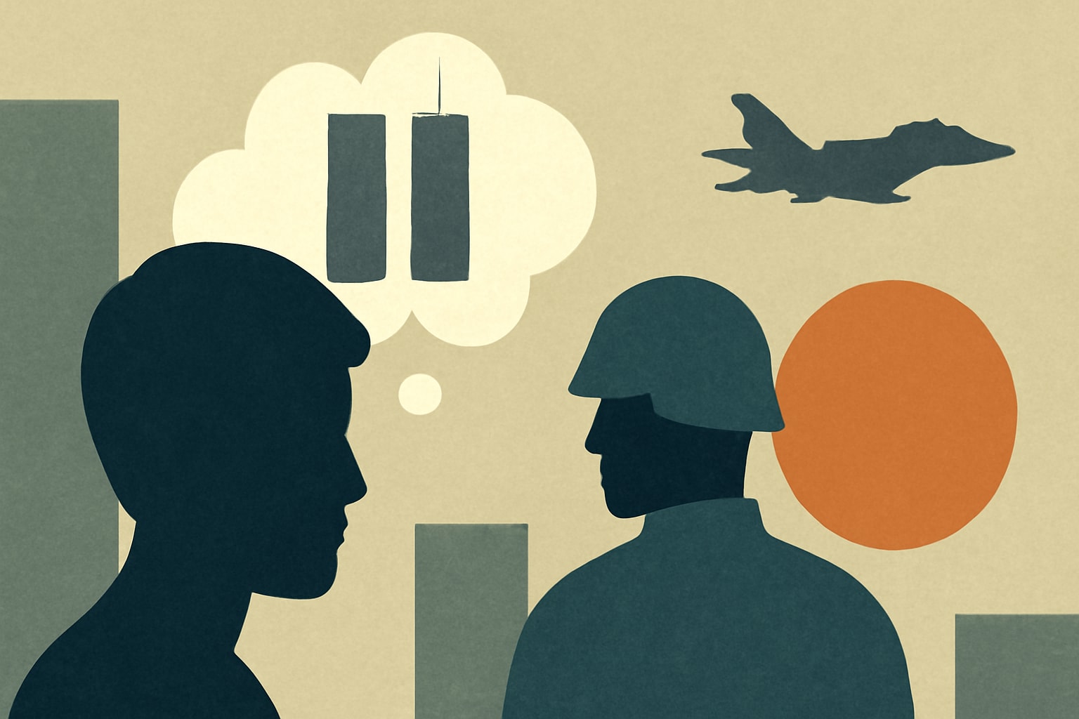 Editorial illustration for: Young Americans View 9/11 Attacks as History, Not Memory