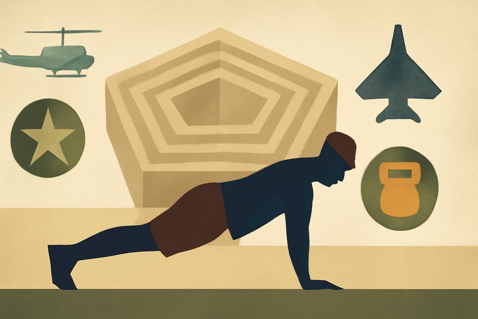 Editorial illustration for: Pentagon Codifies New Fitness Standards Across Military Branches