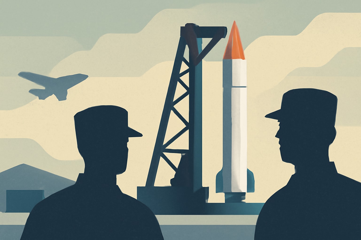 Editorial illustration for: Air Force Erects Inert Sentinel ICBM Ahead of 2027 Test Launch