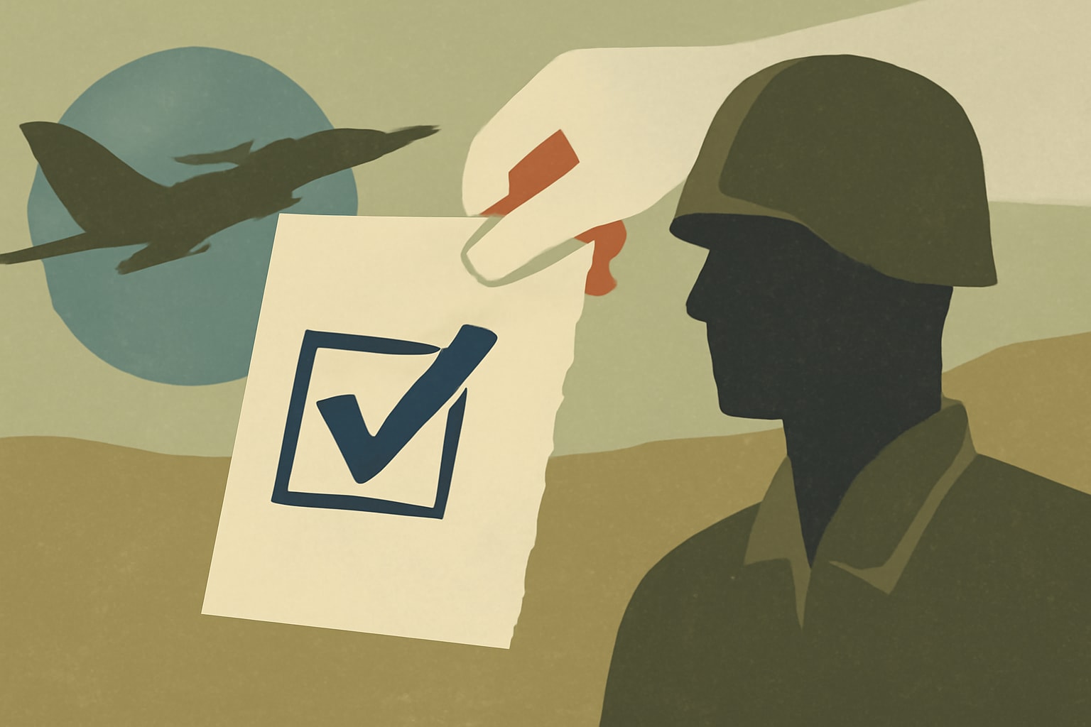 Editorial illustration for: Selective Service Withdraws Automatic Military Draft Registration Rule