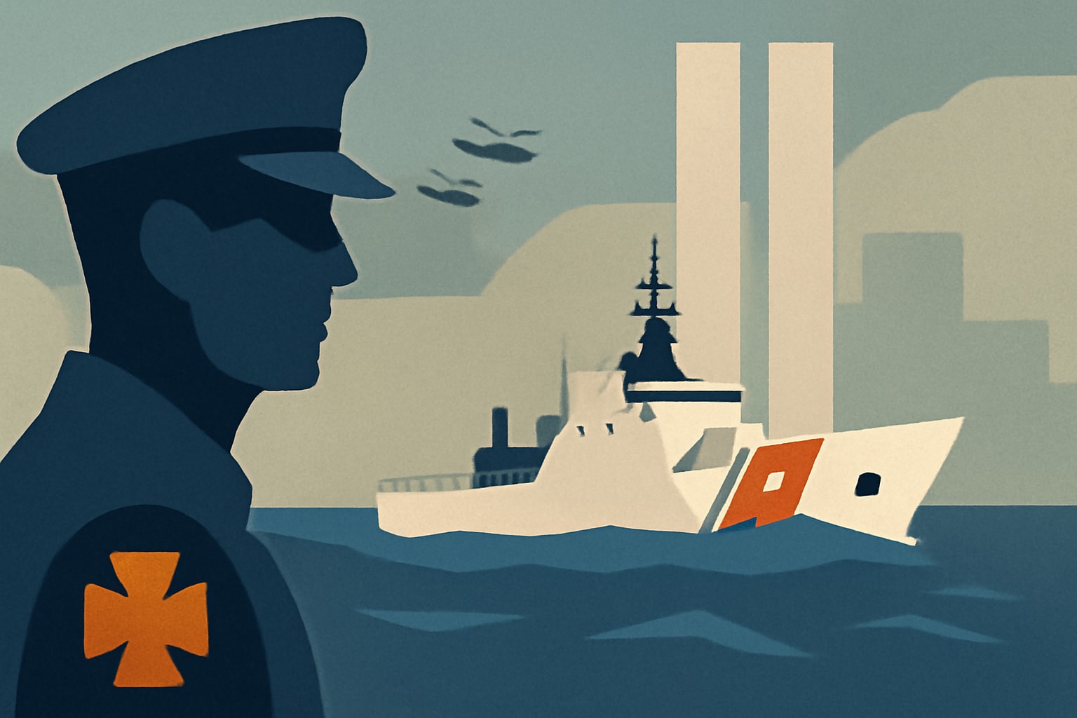 Editorial illustration for: Newly Commissioned Coast Guard Cutter Named After 9/11 First Responder
